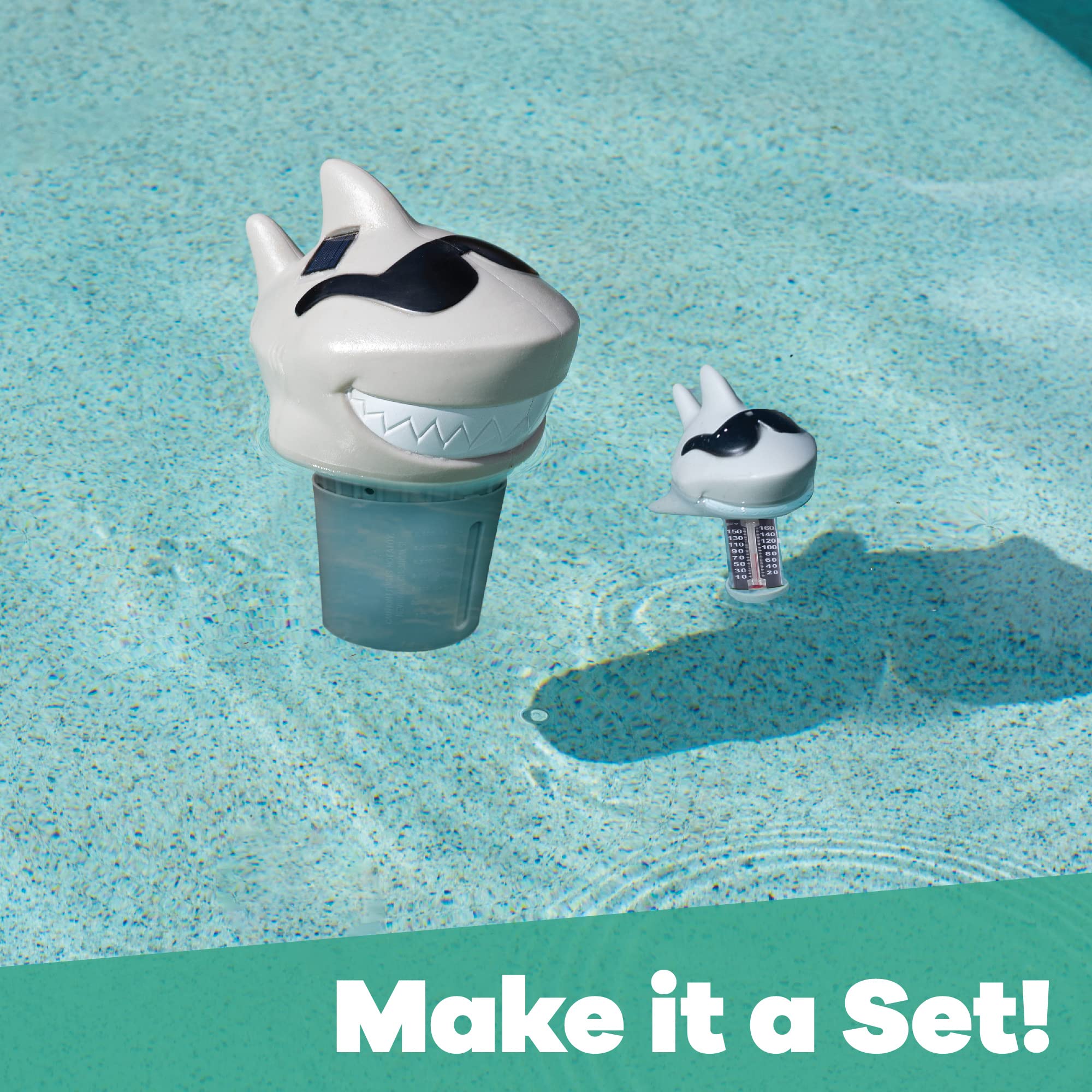 GAME Solar Light-Up Floating Pool Chlorine Dispenser – Shark Design, Adjustable Control Ring, Holds Up to 3 x 3” Chlorine Tablets, for Above-Ground & In-Ground Pools - Image 3