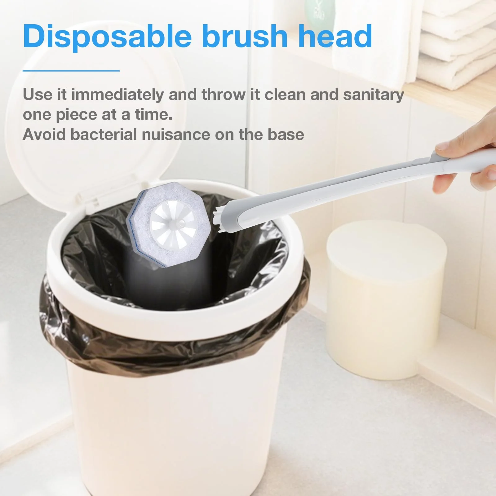Ganliving 50 Count Disposable Toilet Brush Refills, Toilet Bowl Cleaner, Compatible with Most Toilet Wand for Home and Bathroom Cleaning - Image 3