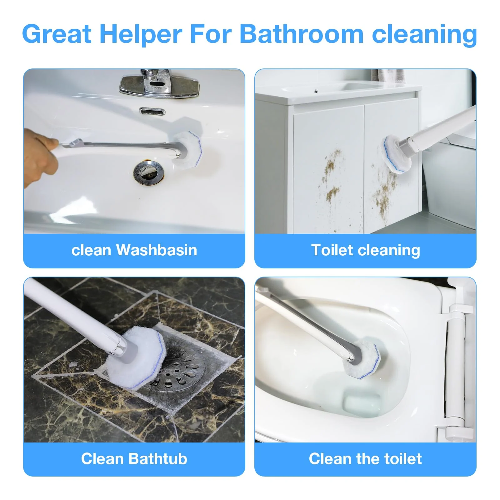 Ganliving 50 Count Disposable Toilet Brush Refills, Toilet Bowl Cleaner, Compatible with Most Toilet Wand for Home and Bathroom Cleaning - Image 4