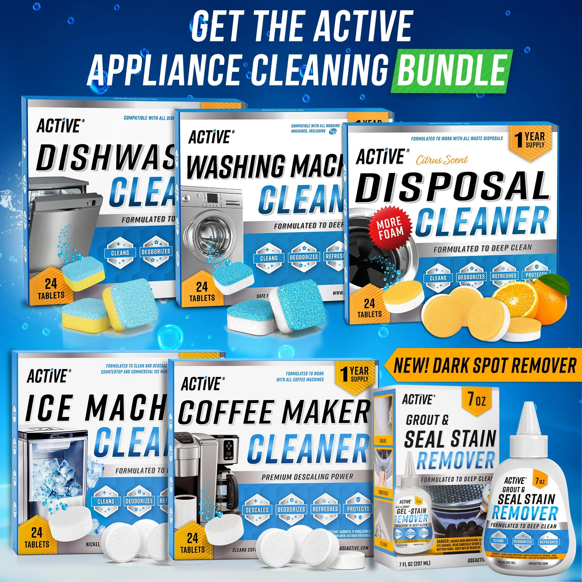 Garbage Disposal Cleaner Deodorizer Tablets - 24 Pack, New Powerful XL Foaming Tablet - Fresh Citrus Foam Sink Garburator Disposer Freshener, Natural Kitchen Drain Cleaning Care - 1 Year Supply - Image 2