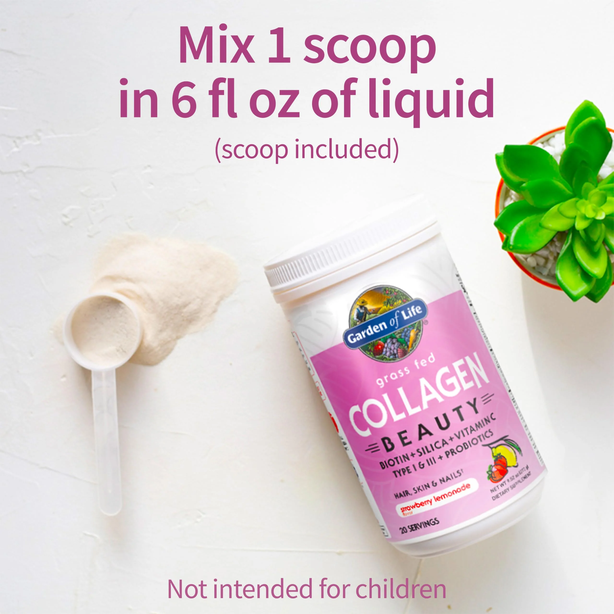 Garden of Life Grass Fed Collagen Beauty - Strawberry Lemonade, 20 Servings, Powder for Women Men Hair Skin Nails, Hydrolyzed Collagen Peptides Protein Powder Supplement - Image 4