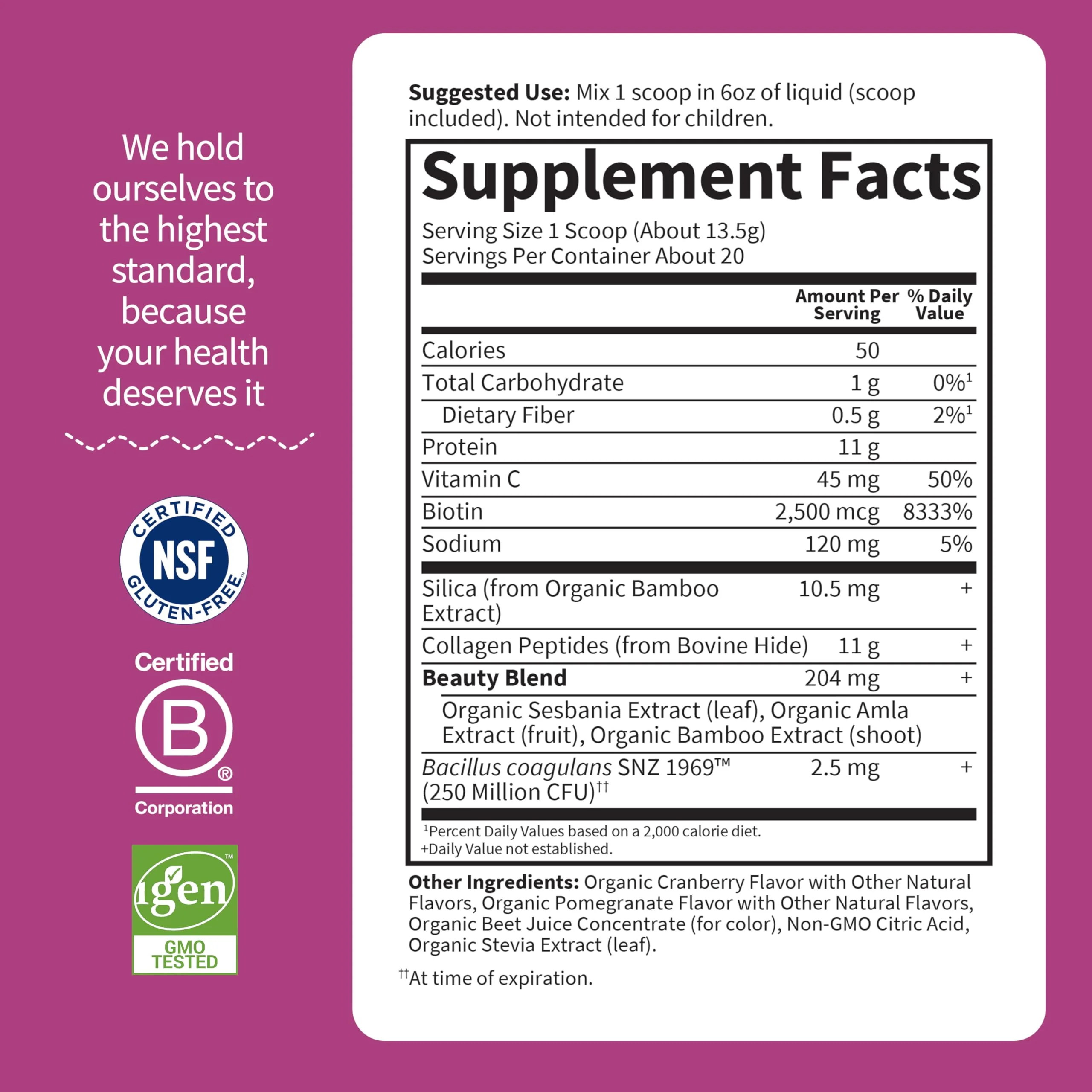 Garden of Life Grass Fed Collagen Beauty - Strawberry Lemonade, 20 Servings, Powder for Women Men Hair Skin Nails, Hydrolyzed Collagen Peptides Protein Powder Supplement - Image 6