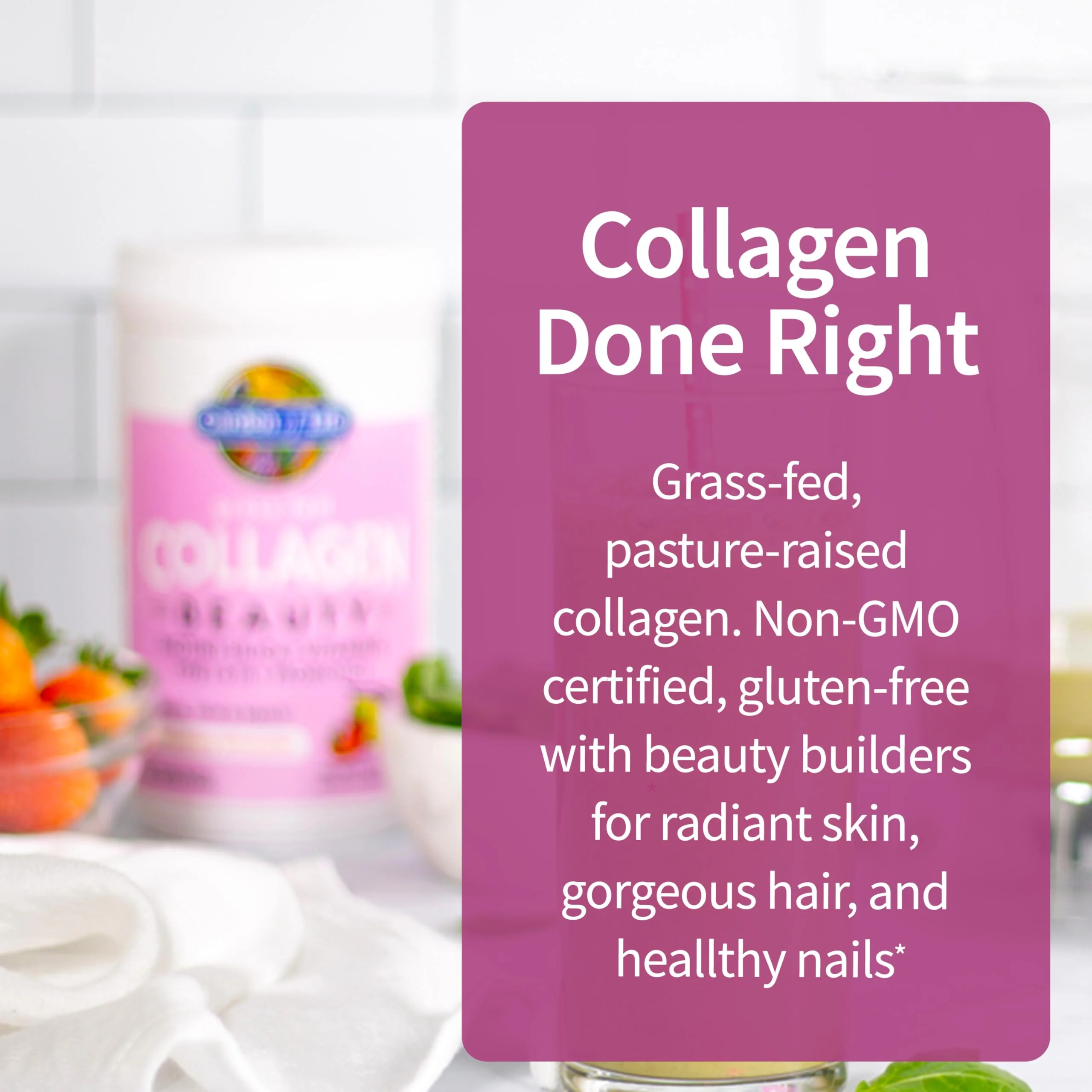 Garden of Life Grass Fed Collagen Beauty - Strawberry Lemonade, 20 Servings, Powder for Women Men Hair Skin Nails, Hydrolyzed Collagen Peptides Protein Powder Supplement - Image 7