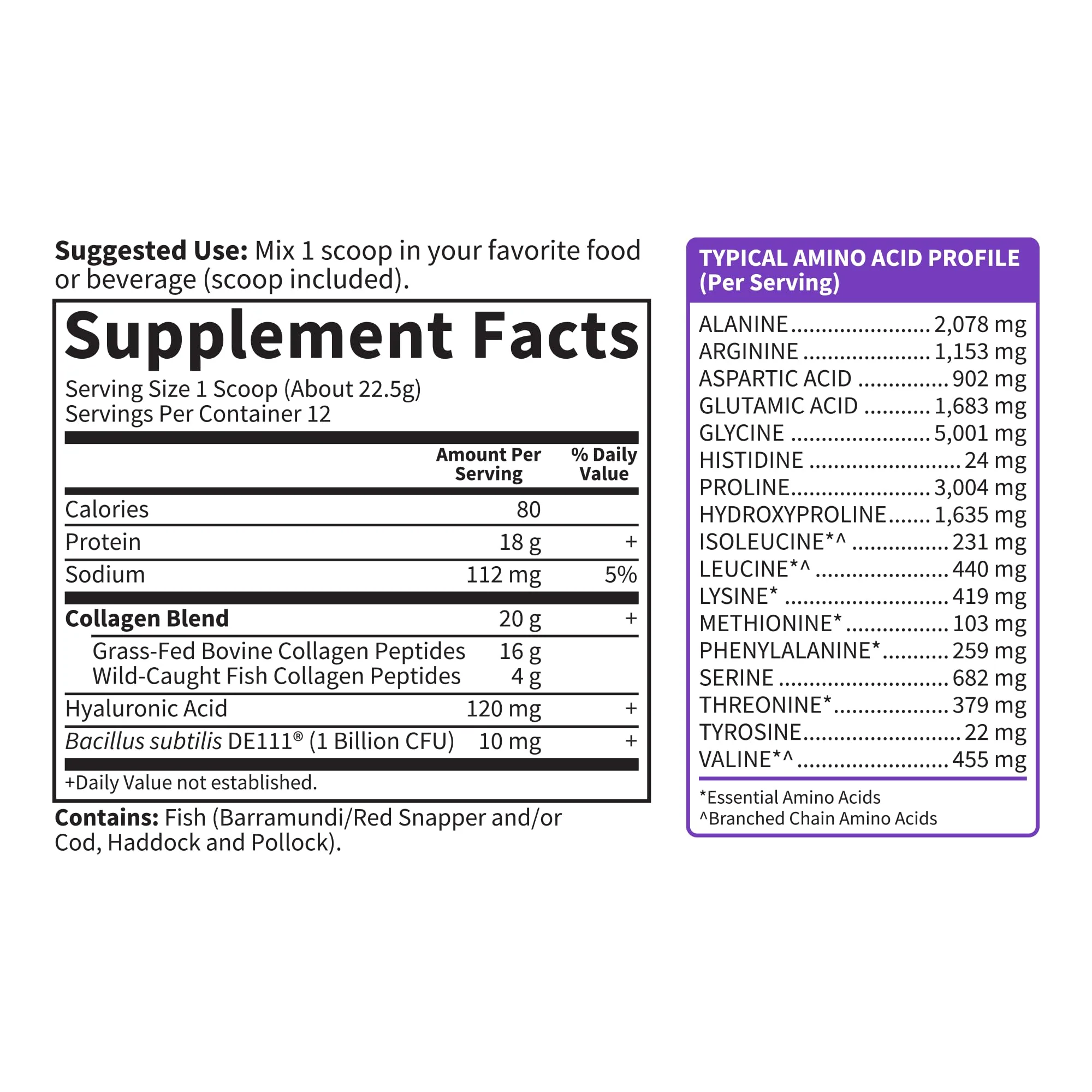 Garden of Life Marine & Grass-Fed Collagen Peptides Powder Supplement (Type I, III) with Probiotics, BCAAs & Hyaluronic Acid for Radiant Hair, Skin & Nails – Unflavored, 20g per serving, 12 Servings - Image 3