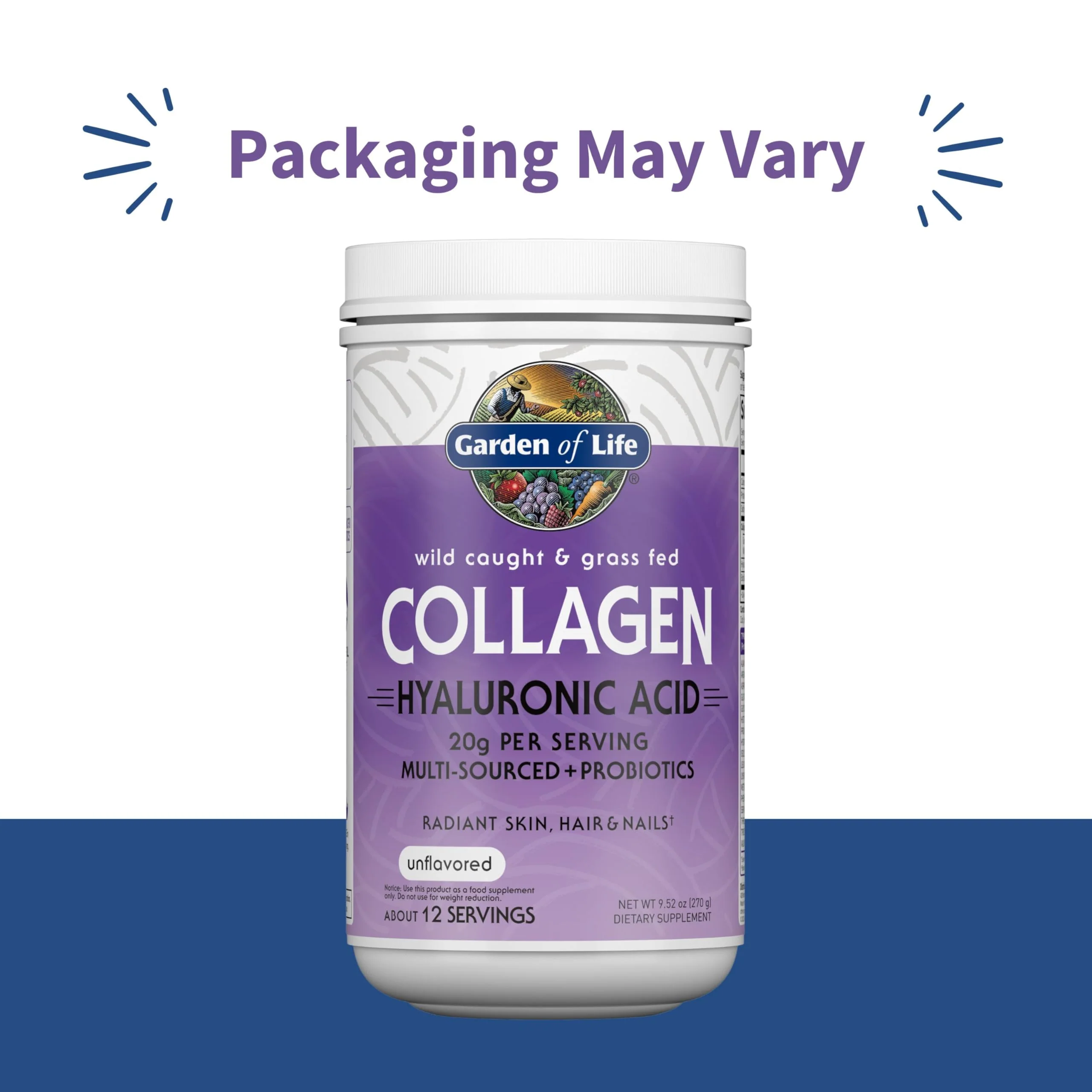 Garden of Life Marine & Grass-Fed Collagen Peptides Powder Supplement (Type I, III) with Probiotics, BCAAs & Hyaluronic Acid for Radiant Hair, Skin & Nails – Unflavored, 20g per serving, 12 Servings - Image 8