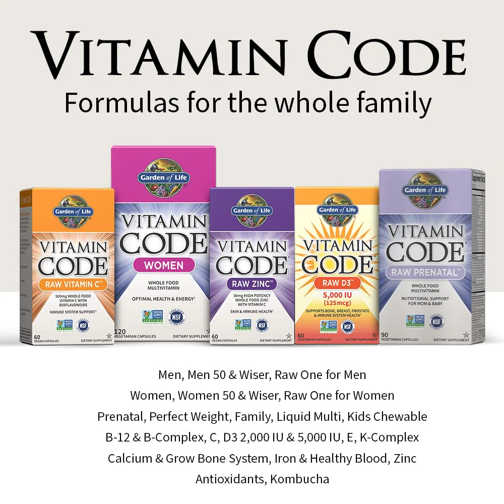 Garden of Life Multivitamin for Women, Men,Kids Age 6 & up, Vitamin Code Family Multi,120 Vegetarian Capsules, Whole Food Vitamins, Food Blend & Probiotics, Gluten Free Dietary Supplements (Pack of 2) - Image 2