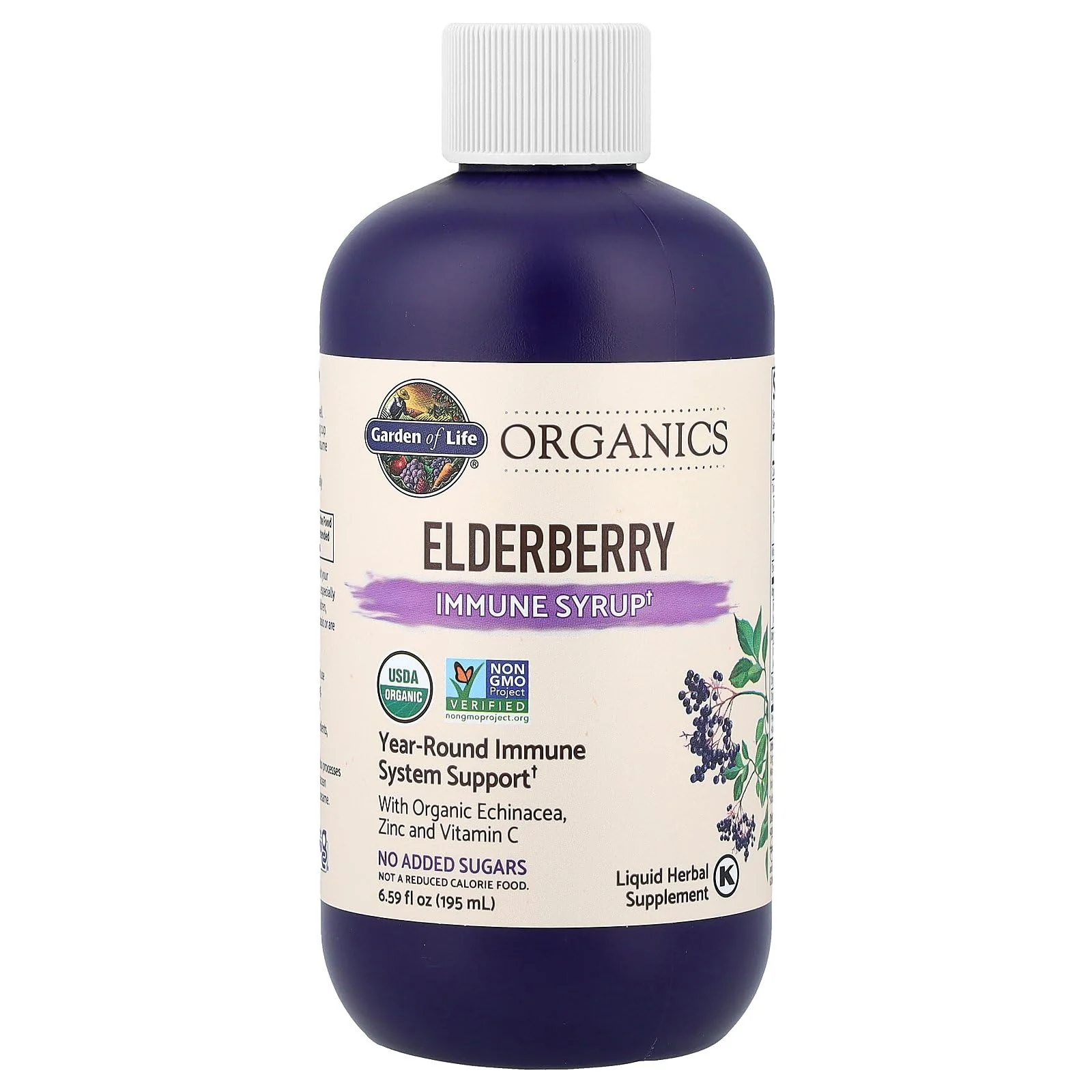 Garden of Life Organics Plant Based Elderberry Immune Syrup 6.59 floz (195 mL) for Kids & Adults - Sambucus, Echinacea, Zinc & Vitamin C, 0g Sugar, Organic Vegan Gluten Free Herbal Supplement - Image 8