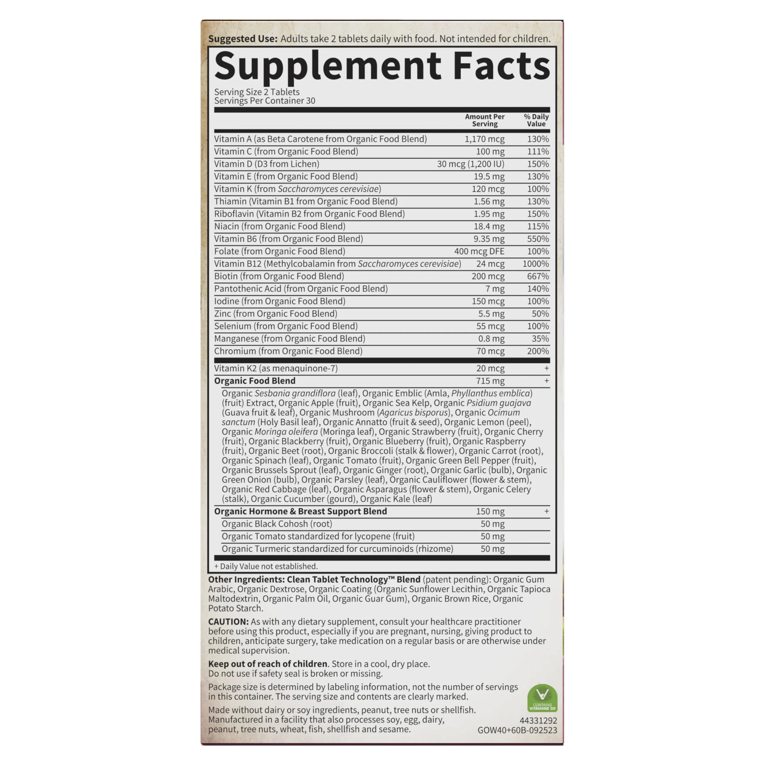 Garden of Life Organics Vitamins for Women 40+ - 60 Tablets, Womens Multi 40+, Vegan Vitamins for Women Over 40, Hormone & Breast Health Support Blend, Whole Food Womens Multivitamin - Image 8