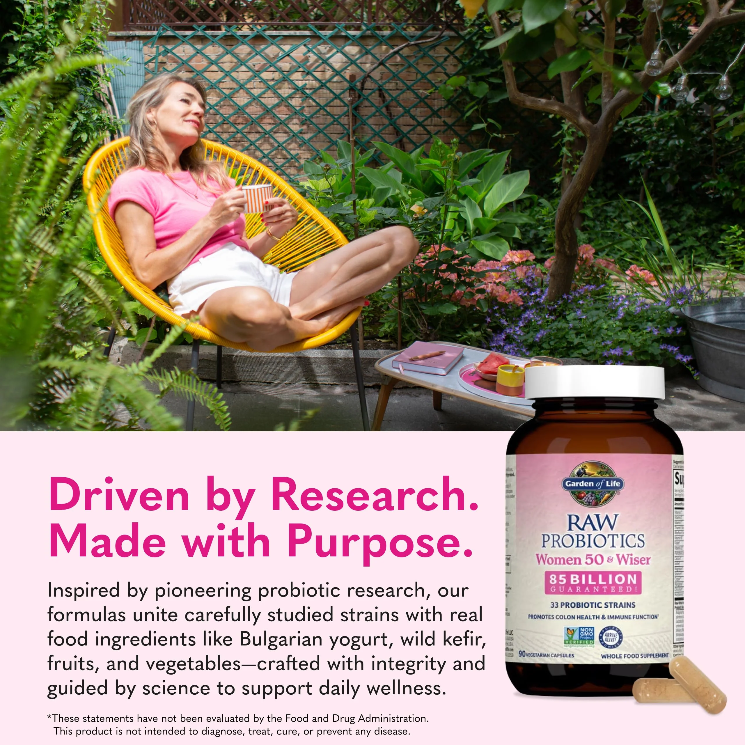 Garden of Life Raw Probiotics Women 50 & Wiser - 85 Billion Live Cultures - Probiotic Supplement with Bulgarian Yogurt & Eastern Europe Wild Kefir Culture - 90 Vegetarian Capsules - Image 5