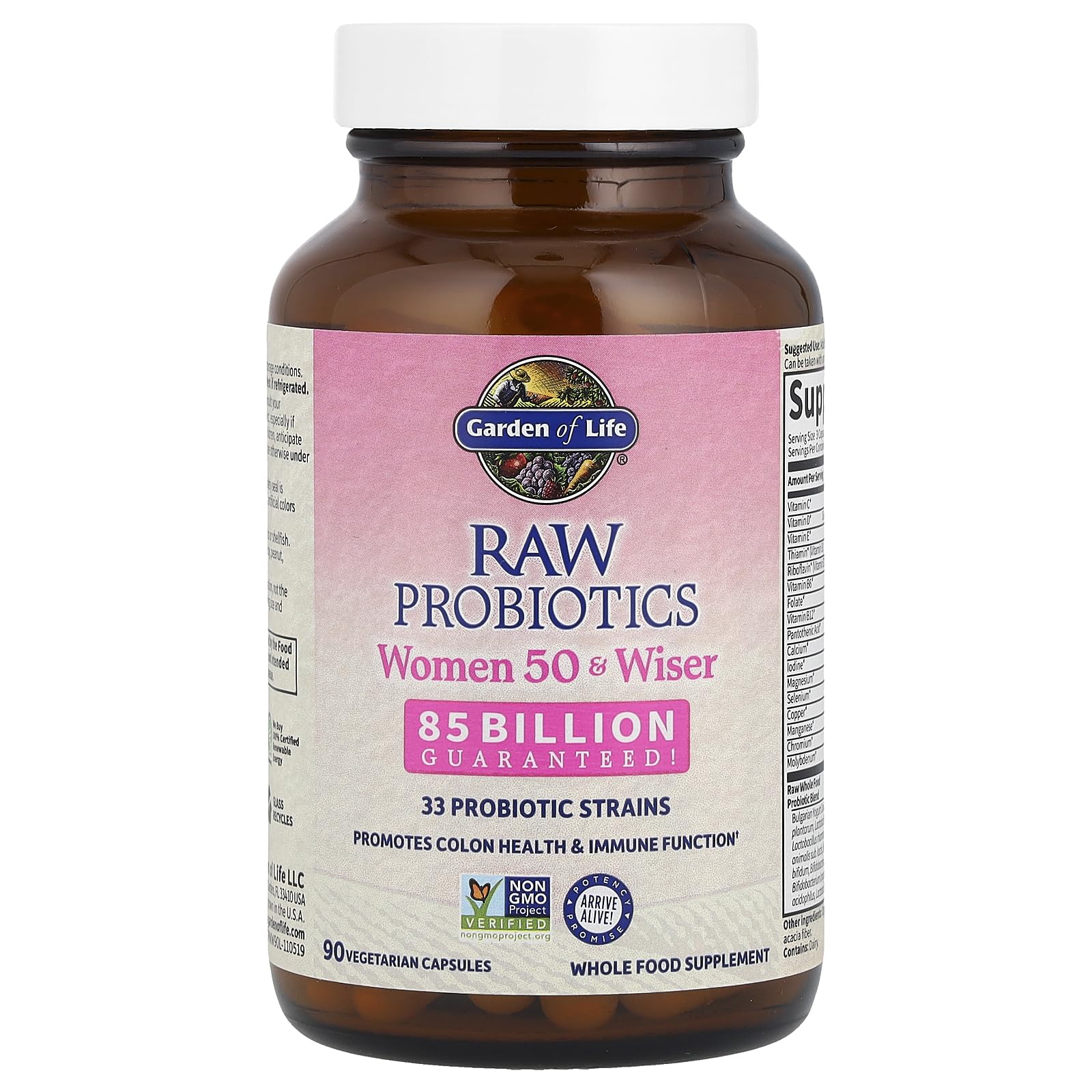 Garden of Life Raw Probiotics Women 50 & Wiser - 85 Billion Live Cultures - Probiotic Supplement with Bulgarian Yogurt & Eastern Europe Wild Kefir Culture - 90 Vegetarian Capsules - Image 8