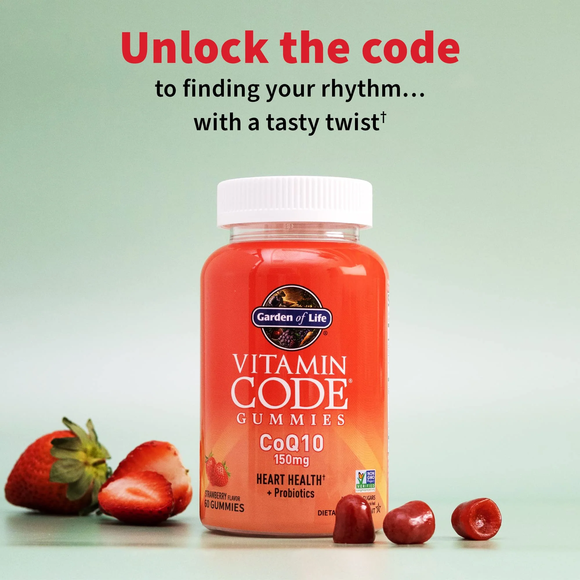 Garden of Life Vitamin Code CoQ10 Gummies 150 mg, Coenzyme Q10 for Heart Health, Energy Production & Healthy Aging + Prebiotics & Probiotics for Digestion, Non-GMO, Gluten-Free, 60 Strawberry Gummies - Image 5