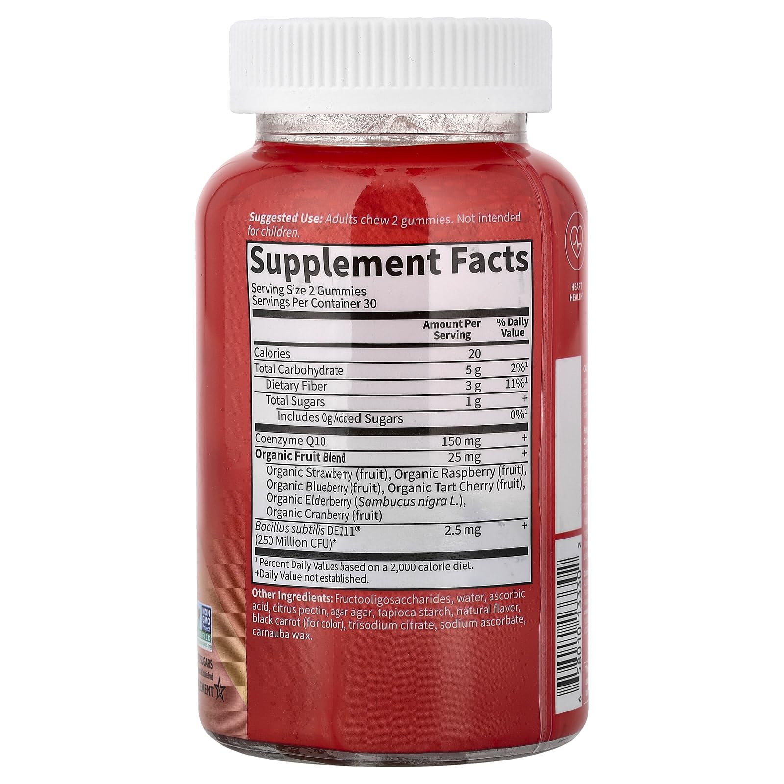 Garden of Life Vitamin Code CoQ10 Gummies 150 mg, Coenzyme Q10 for Heart Health, Energy Production & Healthy Aging + Prebiotics & Probiotics for Digestion, Non-GMO, Gluten-Free, 60 Strawberry Gummies - Image 6