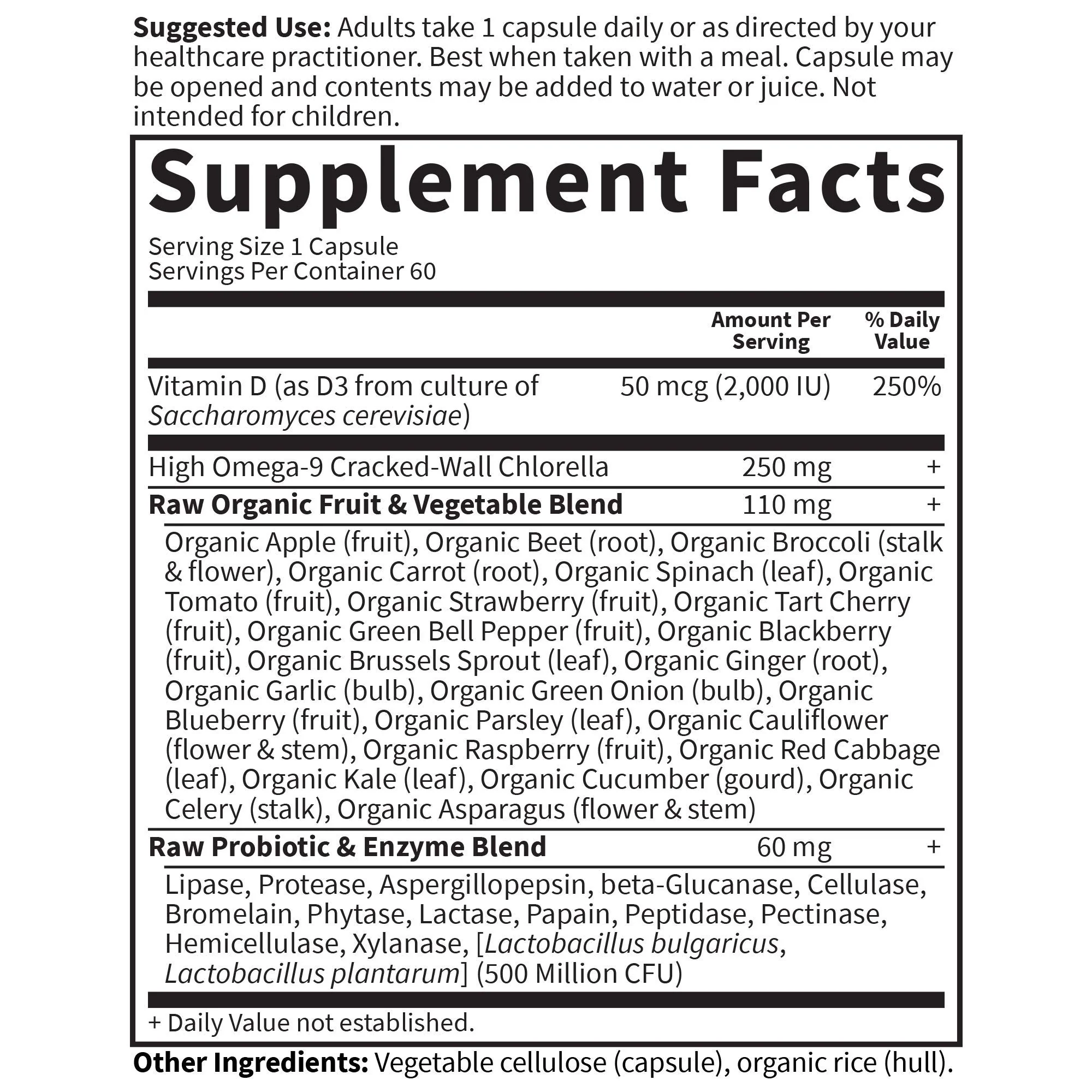 Garden of Life Vitamin D, Vitamin Code Raw D3, Vitamin D 2,000 IU, Raw Whole Food D3 Supplements with Chlorella, Fruit, Veggies & Probiotics for Bone & Immune Health, 60 Vegetarian Capsules - Image 5