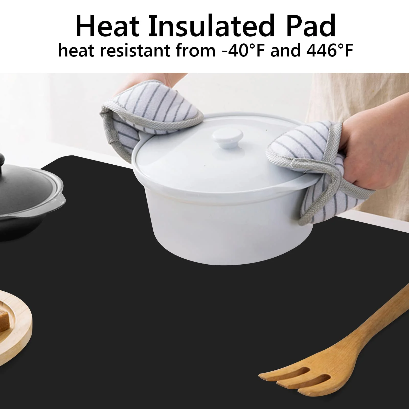 Gartful Silicone Mat for Kitchen Counter, 35" by 24" Extra Large Countertop Protector, 0.06" Thick Multipurpose Mat, Heat-Resistant Placemats, Desk Saver Pad, Table Dish Mat, Nonstick, Nonskid, Black - Image 3