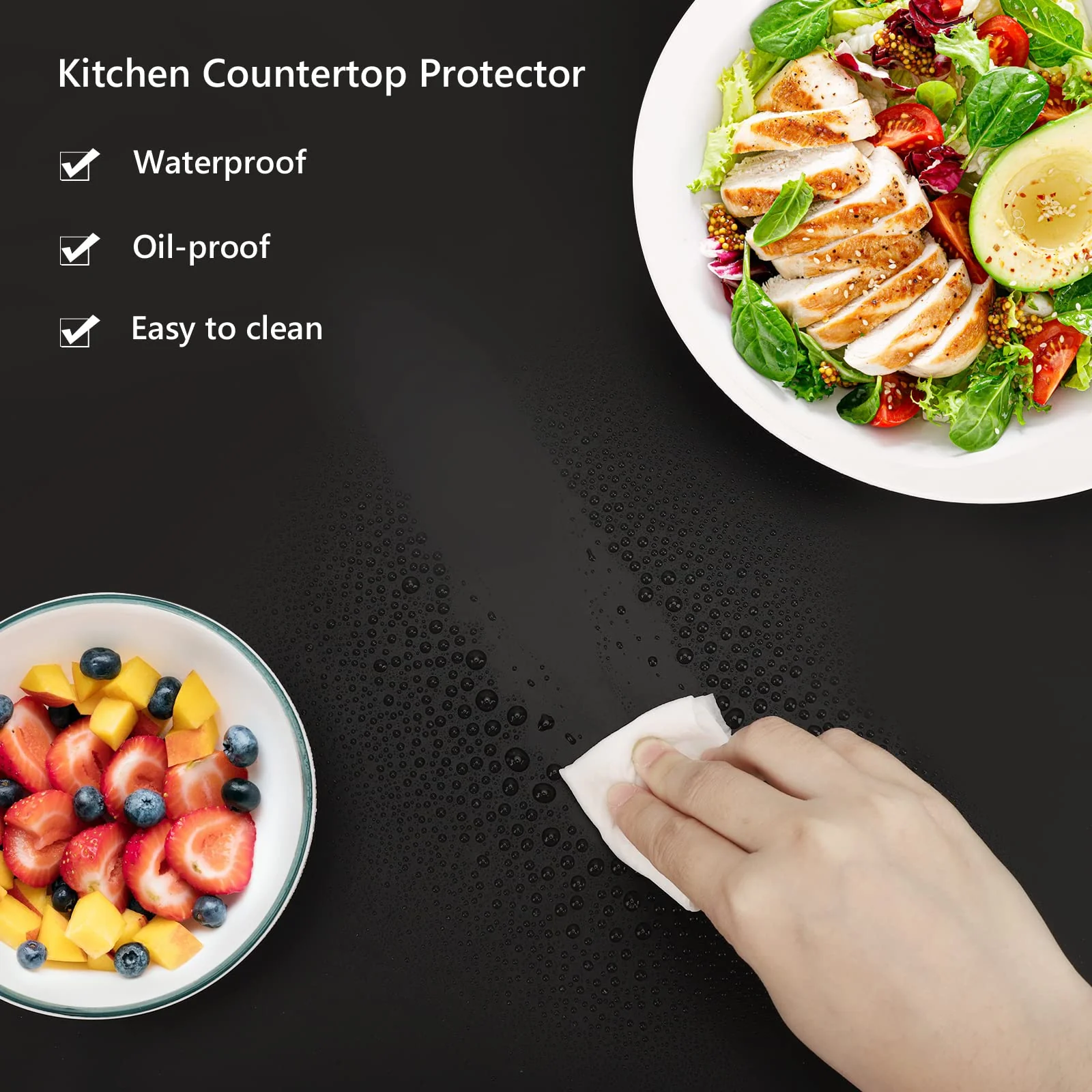 Gartful Silicone Mat for Kitchen Counter, 35" by 24" Extra Large Countertop Protector, 0.06" Thick Multipurpose Mat, Heat-Resistant Placemats, Desk Saver Pad, Table Dish Mat, Nonstick, Nonskid, Black - Image 4