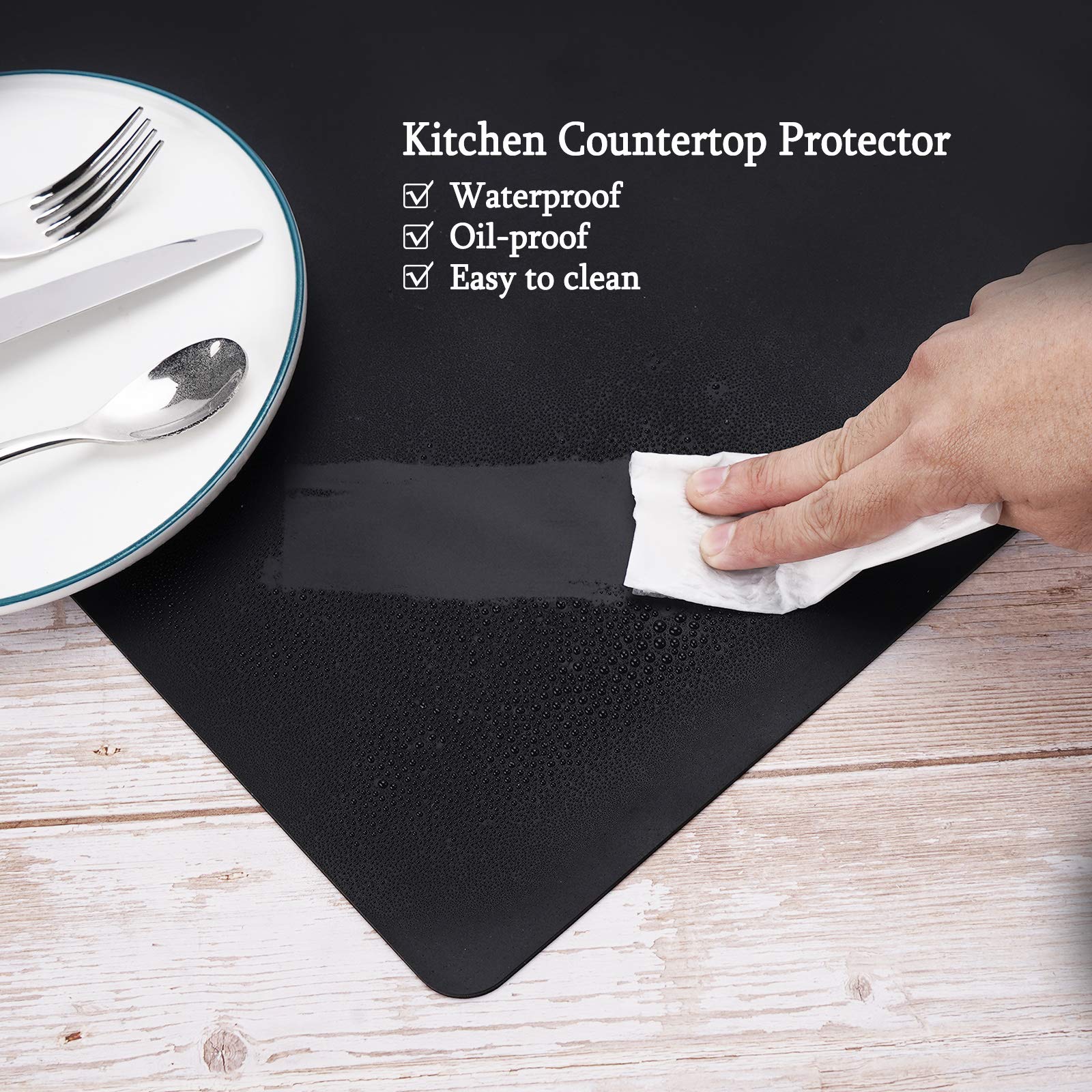 Gartful Silicone Mats for Kitchen Counter, Large Silicone Countertop Protector, Nonskid Heat Resistant Desk Saver Pad, Multipurpose Mat, Placemat (XL-28" x 20"x 0.06", Black) - Image 3