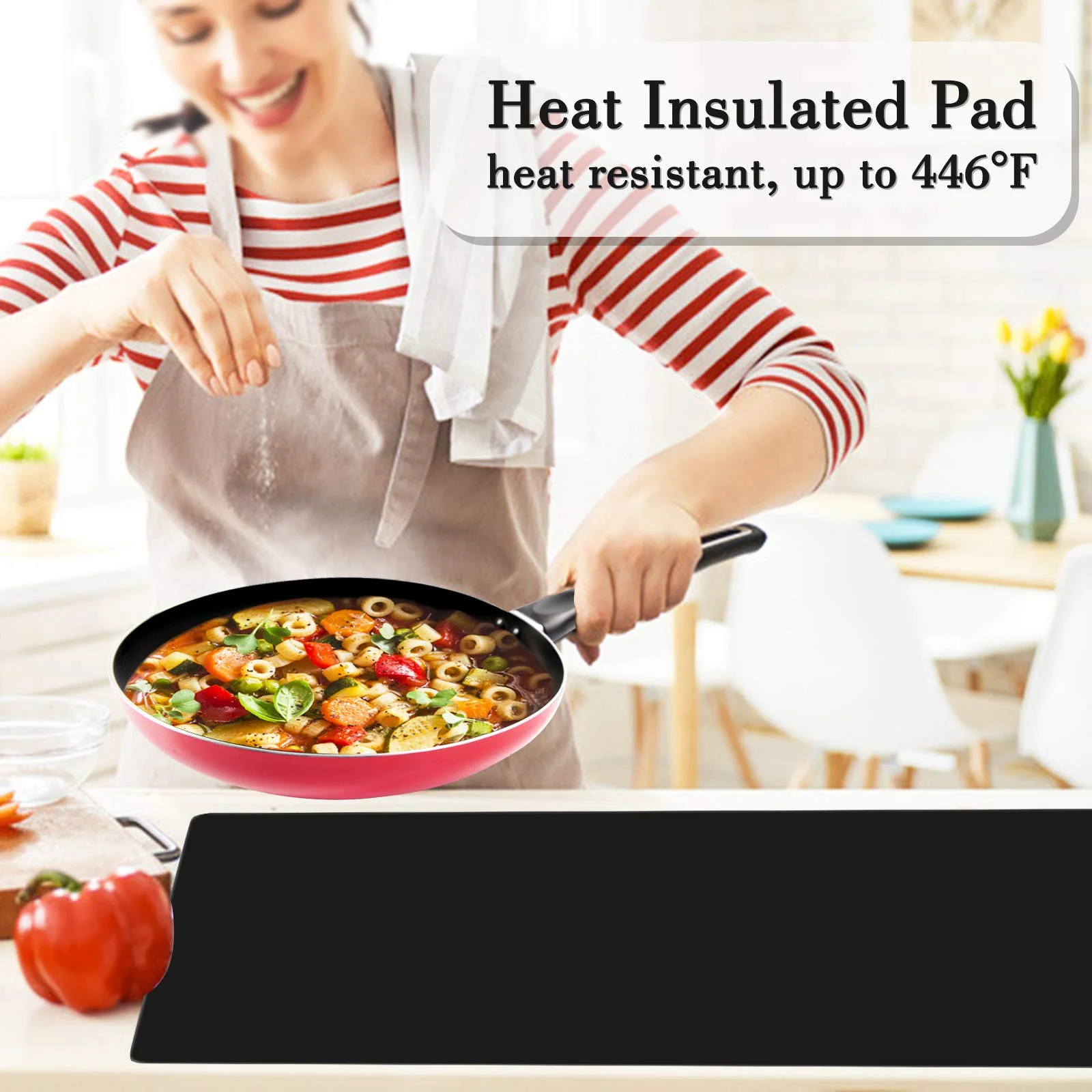 Gartful Silicone Mats for Kitchen Counter, Large Silicone Countertop Protector, Nonskid Heat Resistant Desk Saver Pad, Multipurpose Mat, Placemat (XL-28" x 20"x 0.06", Black) - Image 5