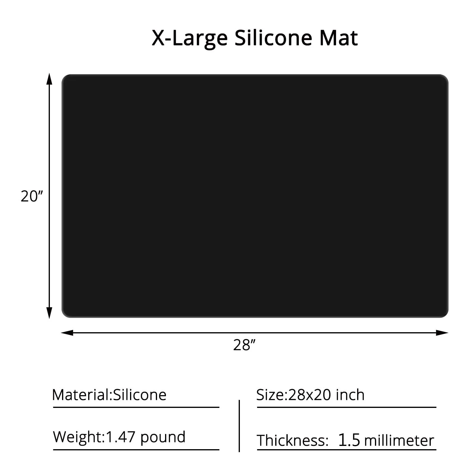 Gartful Silicone Mats for Kitchen Counter, Large Silicone Countertop Protector, Nonskid Heat Resistant Desk Saver Pad, Multipurpose Mat, Placemat (XL-28" x 20"x 0.06", Black) - Image 7