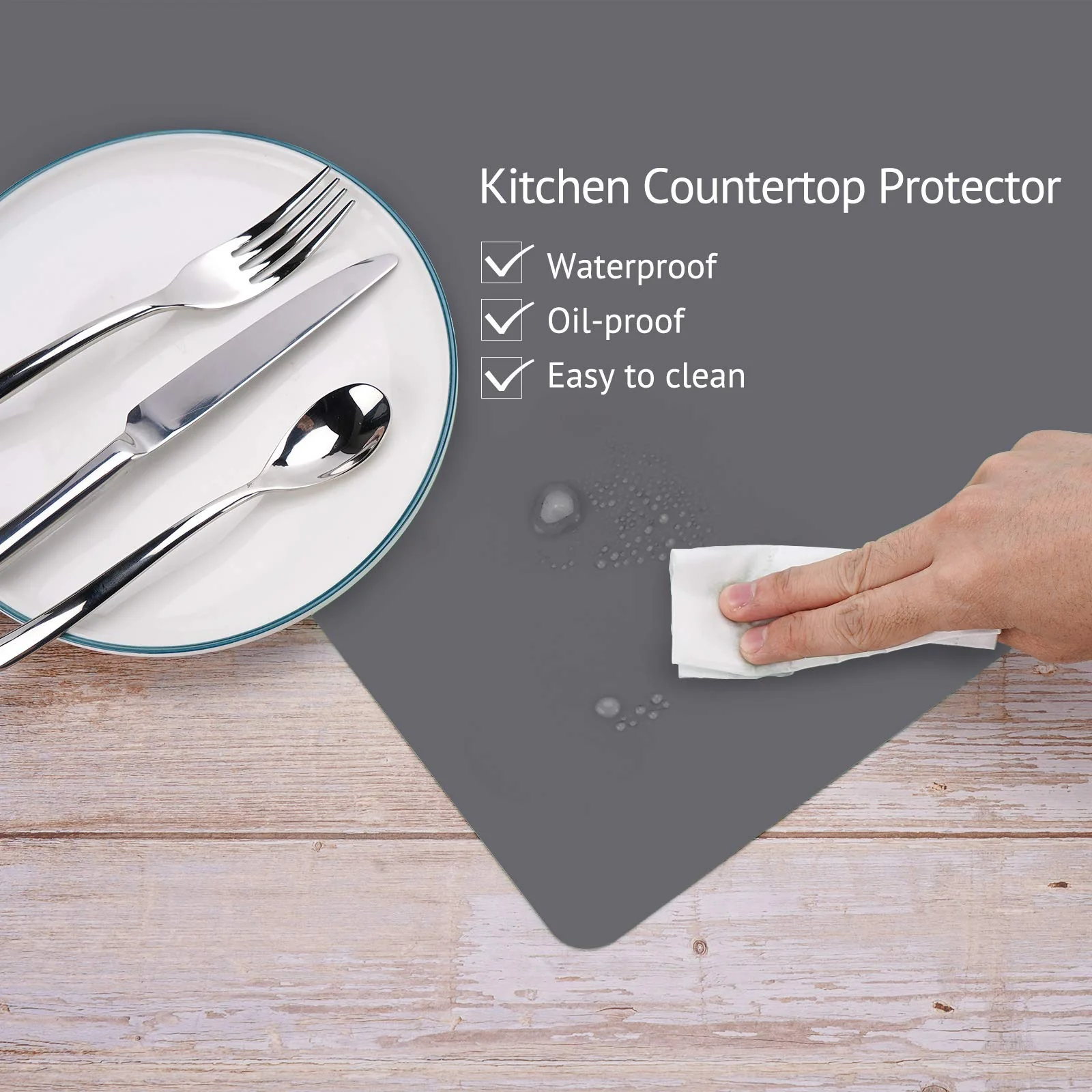 Gartful Silicone Mats for Kitchen Counter, Thicker 0.06", 25 x 17 inches Multipurpose Table Mat, Silicone Pad Desk Work Mat, Nonstick Nonskid Heat-Resistant Pad, Placemat, Dark Gray - Image 6