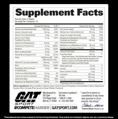 GAT SPORT Men's Multi + Test, Premium Multivitamin Tablets (150 Count) - Image 8