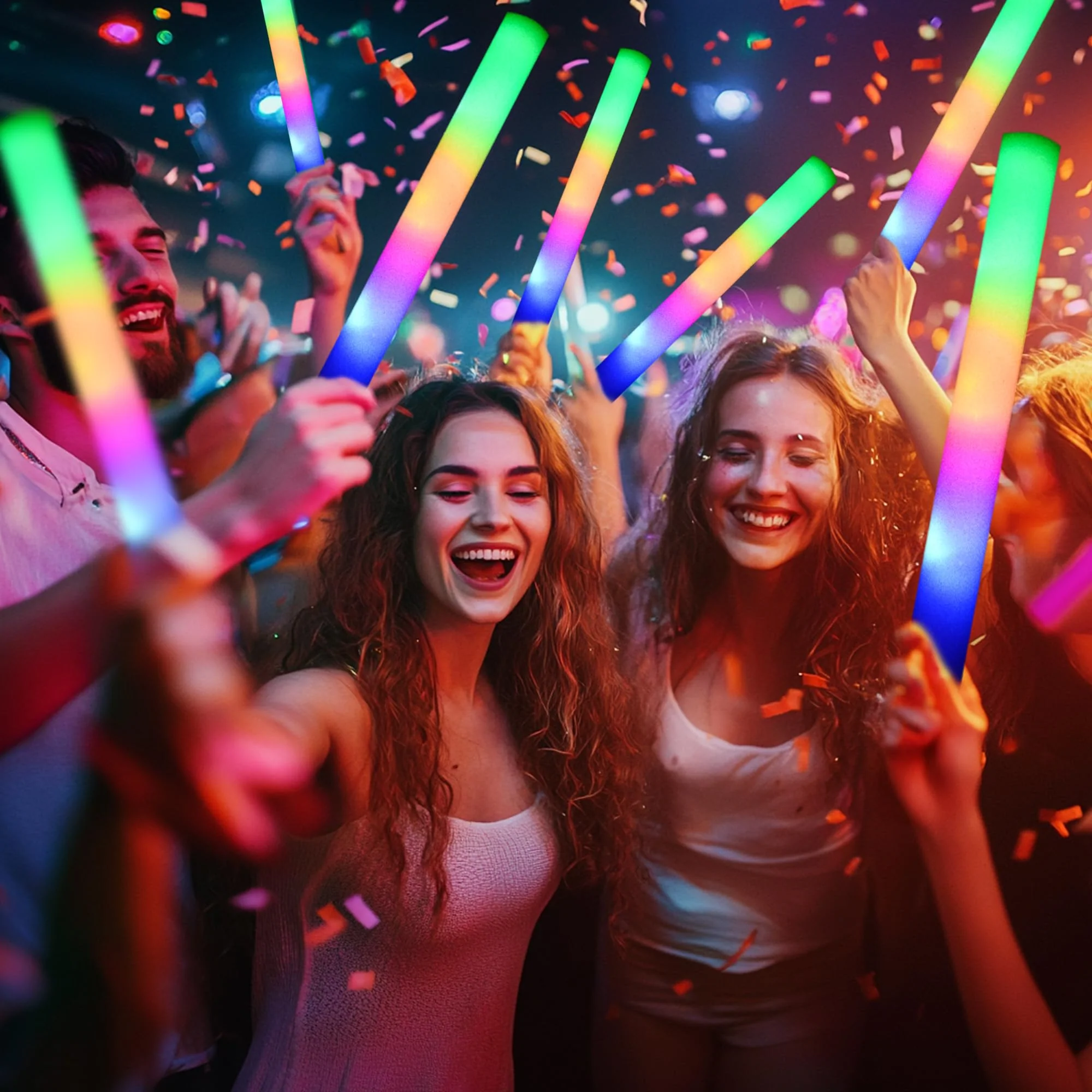 GDHZWTMY 36 Pcs LED Foam Glow Sticks Bulk,Glow in The Dark Party Supplies,Foam Light Up Sticks 3 Modes of Color Flashing for Birthday,Wedding,Raves,Carnival,Halloween Christmas,New Year,Concert - Image 6