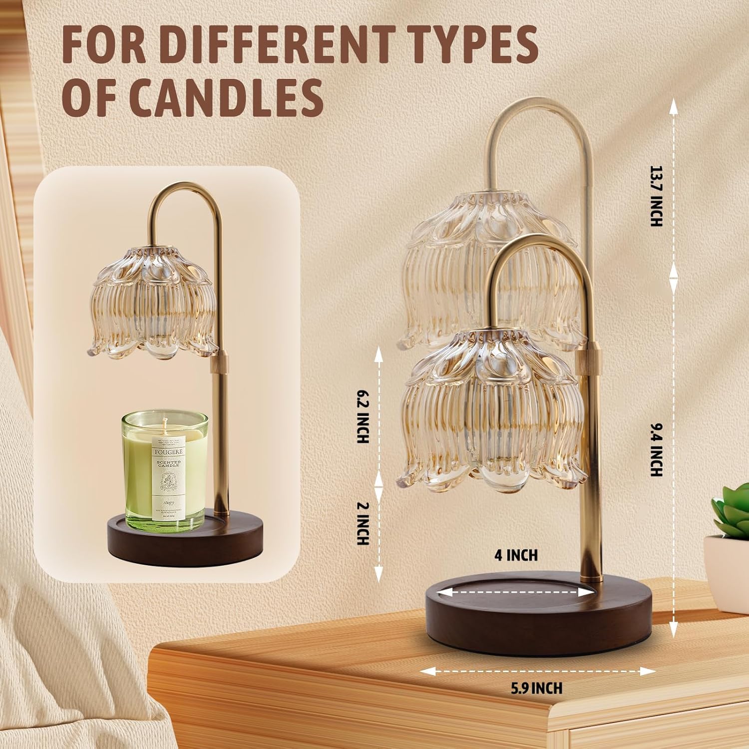 GEEZO Fragrance Candle Warmer Lamp,Electric Candle Warmer with Timer & Dimmer,Mom Christmas Birthday Gifts for Women, House Warming Gifts New Home Bedroom Decor - Image 2
