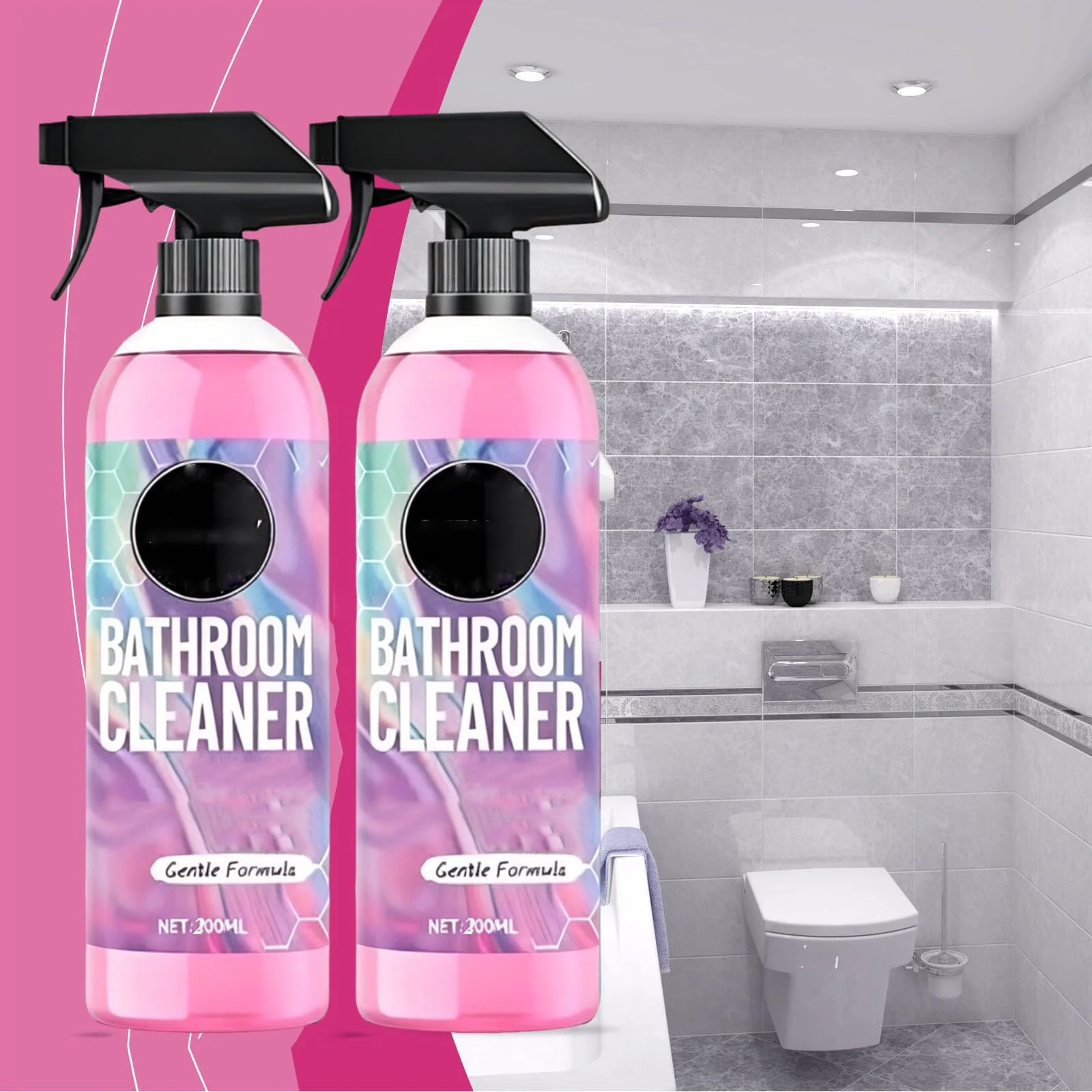 Gefanly Bathroom Cleaner, Gefanly Powerful Pink Bathroom Cleaner Spray, Heavy Duty All Purpose Bathrooms Descaler Foam Cleaners, Gentle Formula, for Tub Floor Tile,Showers,Bathtubs, Glass Surfaces - Image 4