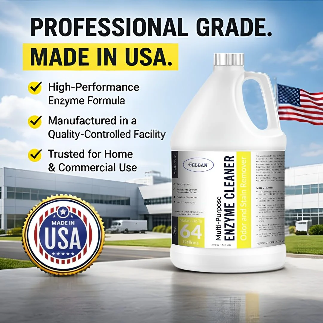 GELEAN Multi-Purpose Probiotic Enzyme Cleaner, (128 oz, Citrus) - Pet Stain and Odor Remover - Concentrated - Professional & Home Strength Drains, Floors, Bathrooms, Toilets Trash Can, Made in USA - Image 2