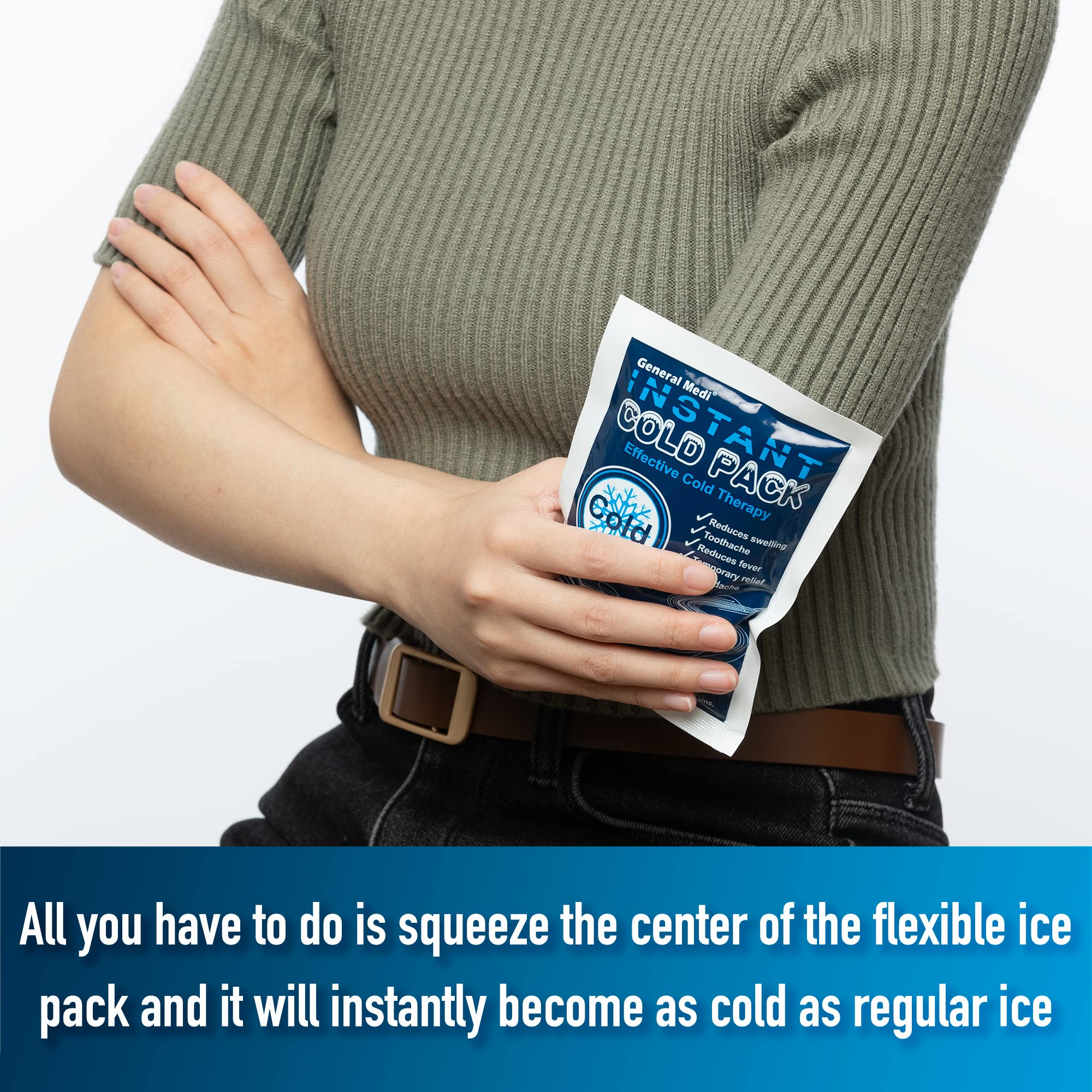 General Medi Instant Ice Cold Pack (4”x 5.5”) – 8 Packs Disposable Cold Therapy Ice Packs for Pain Relief, Swelling, Inflammation, Sprains, Toothache – for Athletes & Outdoor Activities - Image 6