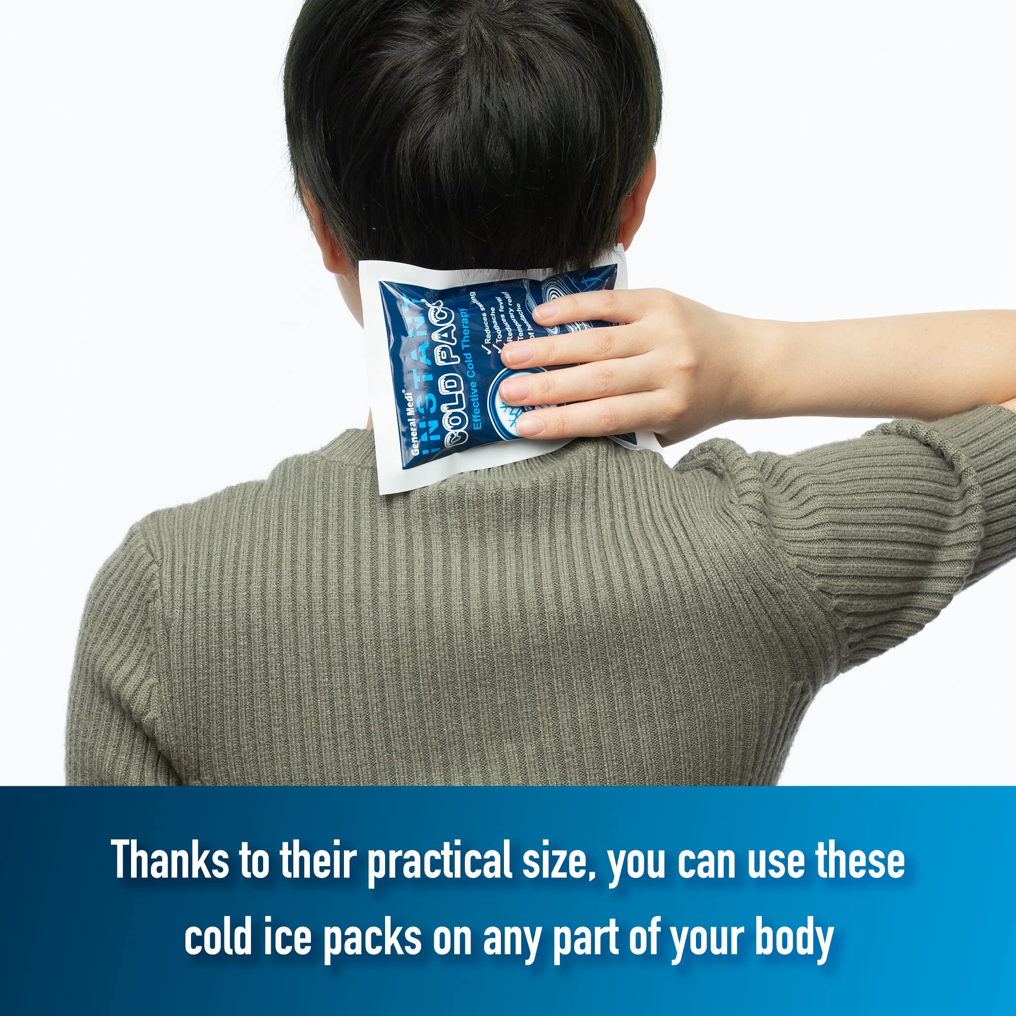 General Medi Instant Ice Cold Pack (4”x 5.5”) – 8 Packs Disposable Cold Therapy Ice Packs for Pain Relief, Swelling, Inflammation, Sprains, Toothache – for Athletes & Outdoor Activities - Image 7