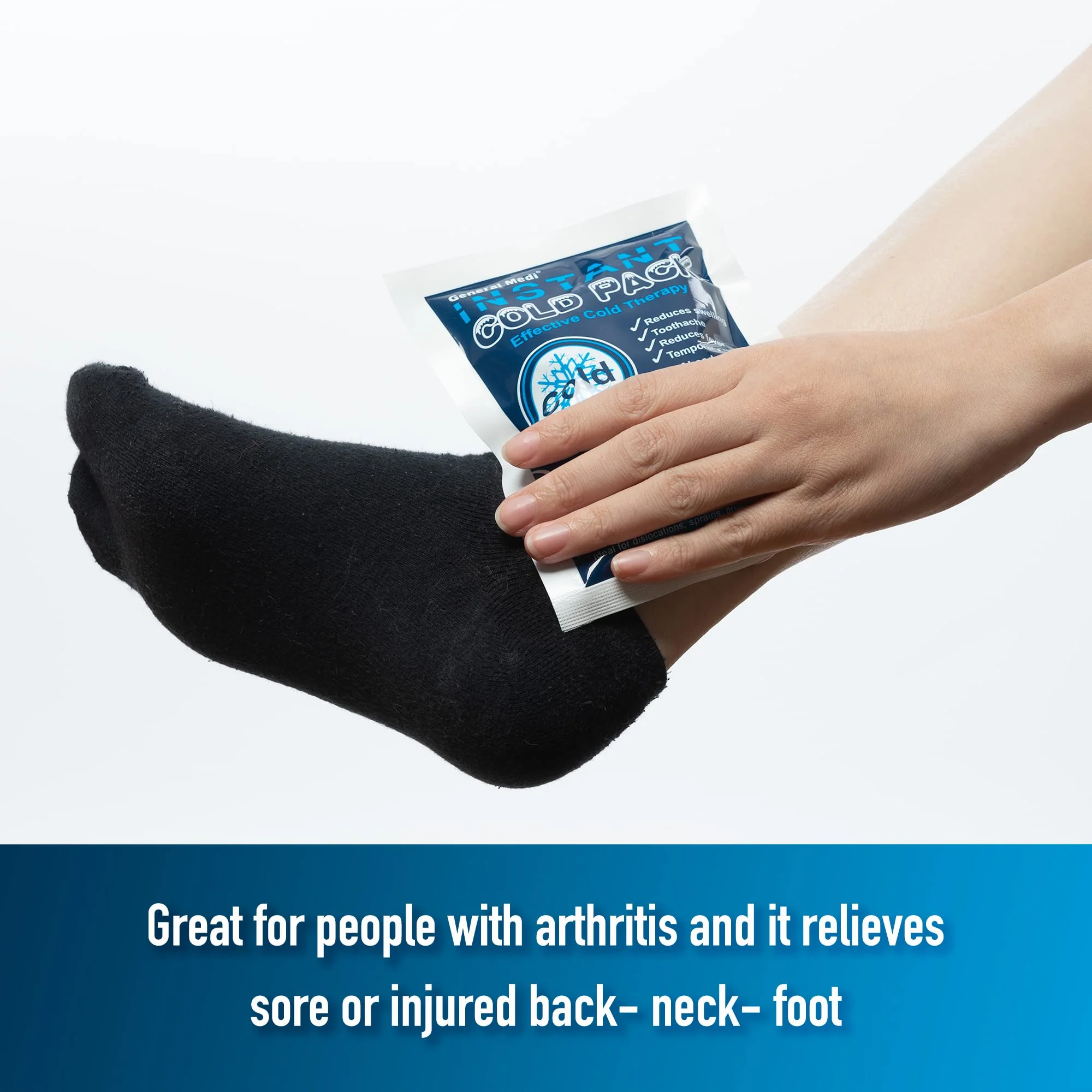 General Medi Instant Ice Cold Pack (4”x 5.5”) – 8 Packs Disposable Cold Therapy Ice Packs for Pain Relief, Swelling, Inflammation, Sprains, Toothache – for Athletes & Outdoor Activities - Image 5