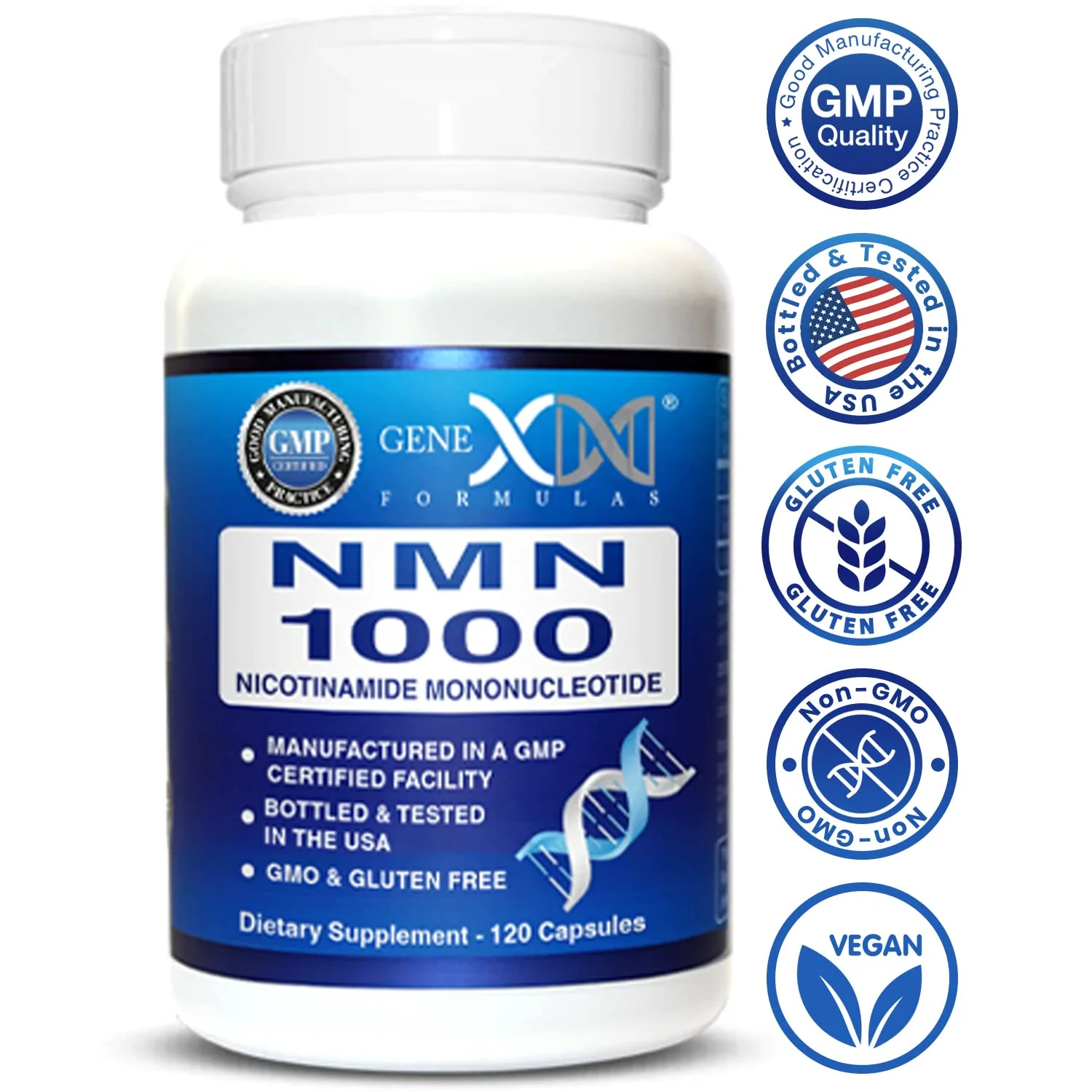 Genex Formulas NMN 1000mg - 99% Pure Shelf Stabilized Supplement Capsules for Increased NAD Levels & Healthy Aging, GMP Certified, 1000mg per Serving, 120 Capsules - Image 6