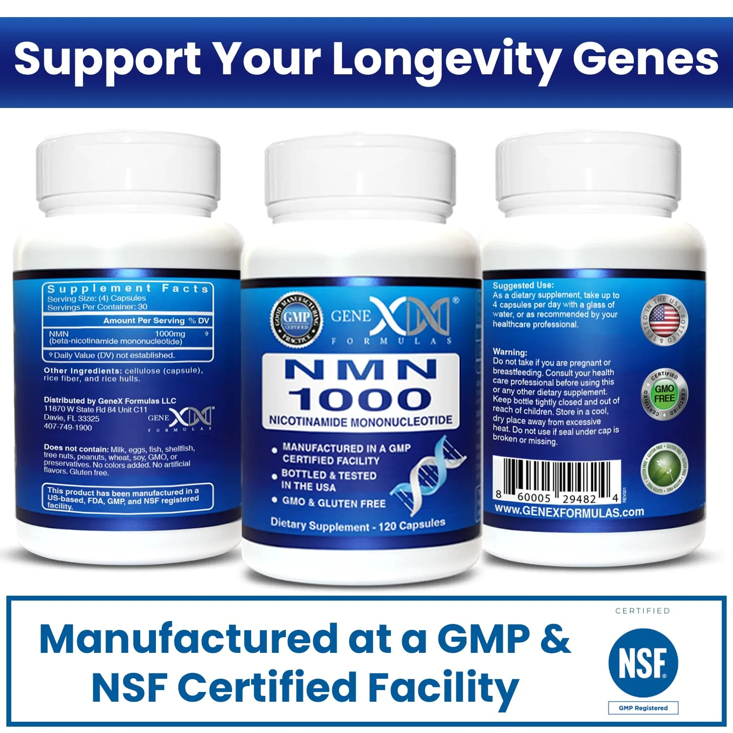 Genex Formulas NMN 1000mg - 99% Pure Shelf Stabilized Supplement Capsules for Increased NAD Levels & Healthy Aging, GMP Certified, 1000mg per Serving, 120 Capsules - Image 7