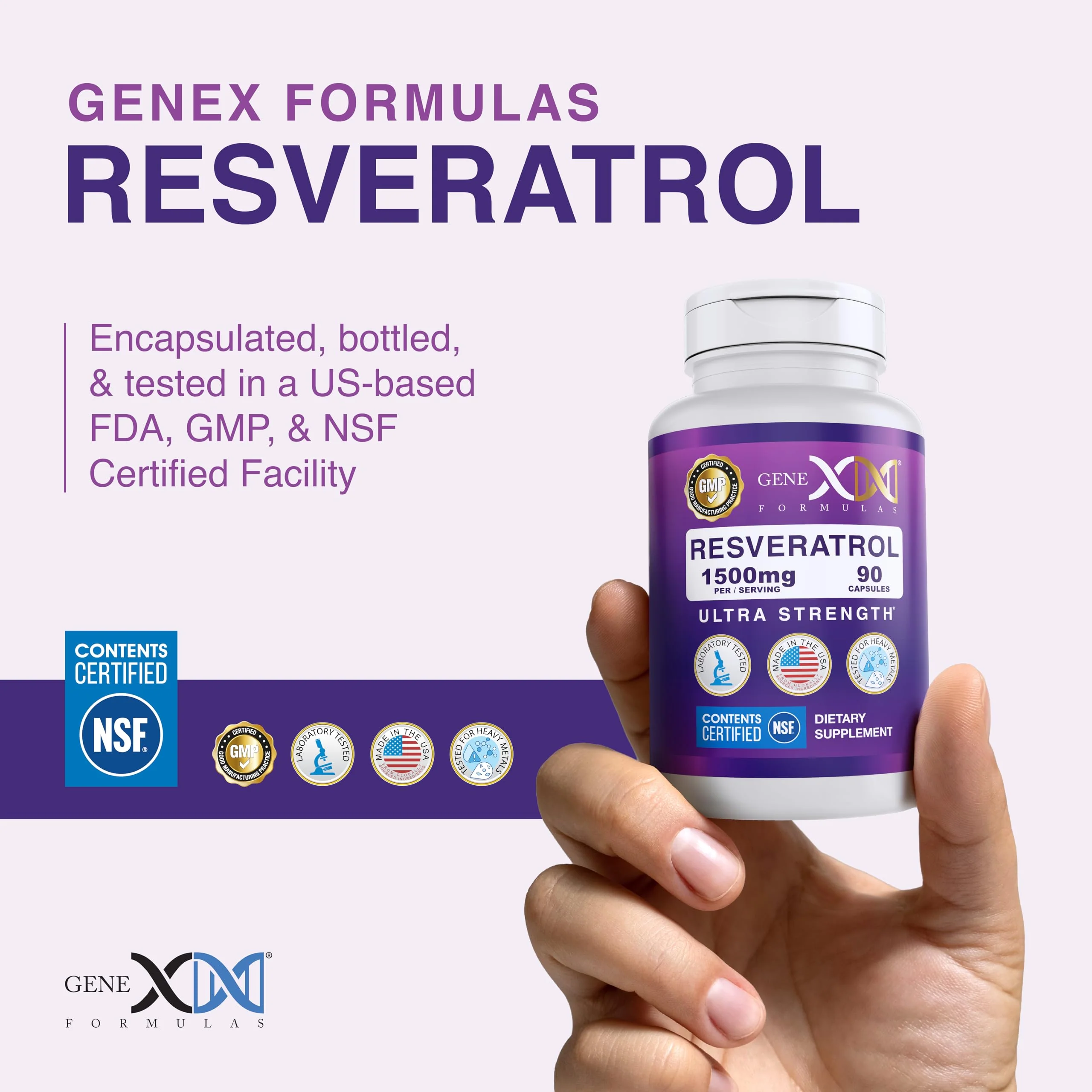 Genex Formulas Resveratrol 1500 mg Supplement for Healthy Aging – NSF Certified for Safety, Quality & Label Accuracy – Potent Antioxidant & Healthy Aging Formula - Gluten Free 90 Count - Image 2