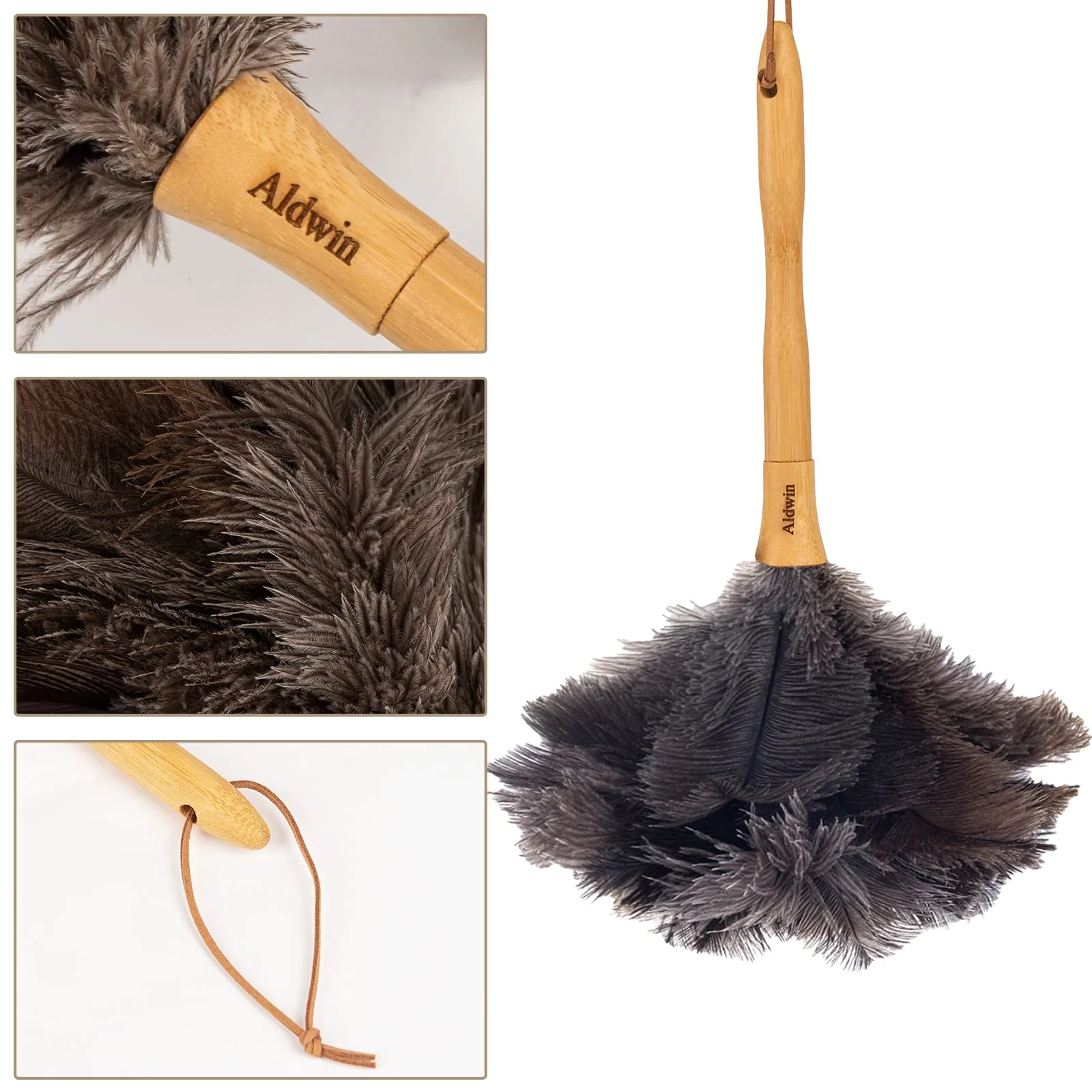 Genuine Ostrich Feather Duster, 16 inch Gray Ostrich Feather Duster with Wood Handle, Reusable Car Dusters, Eco-Friendly Handheld Cleaning Dusters for Home, Office and Kitchen - Image 5