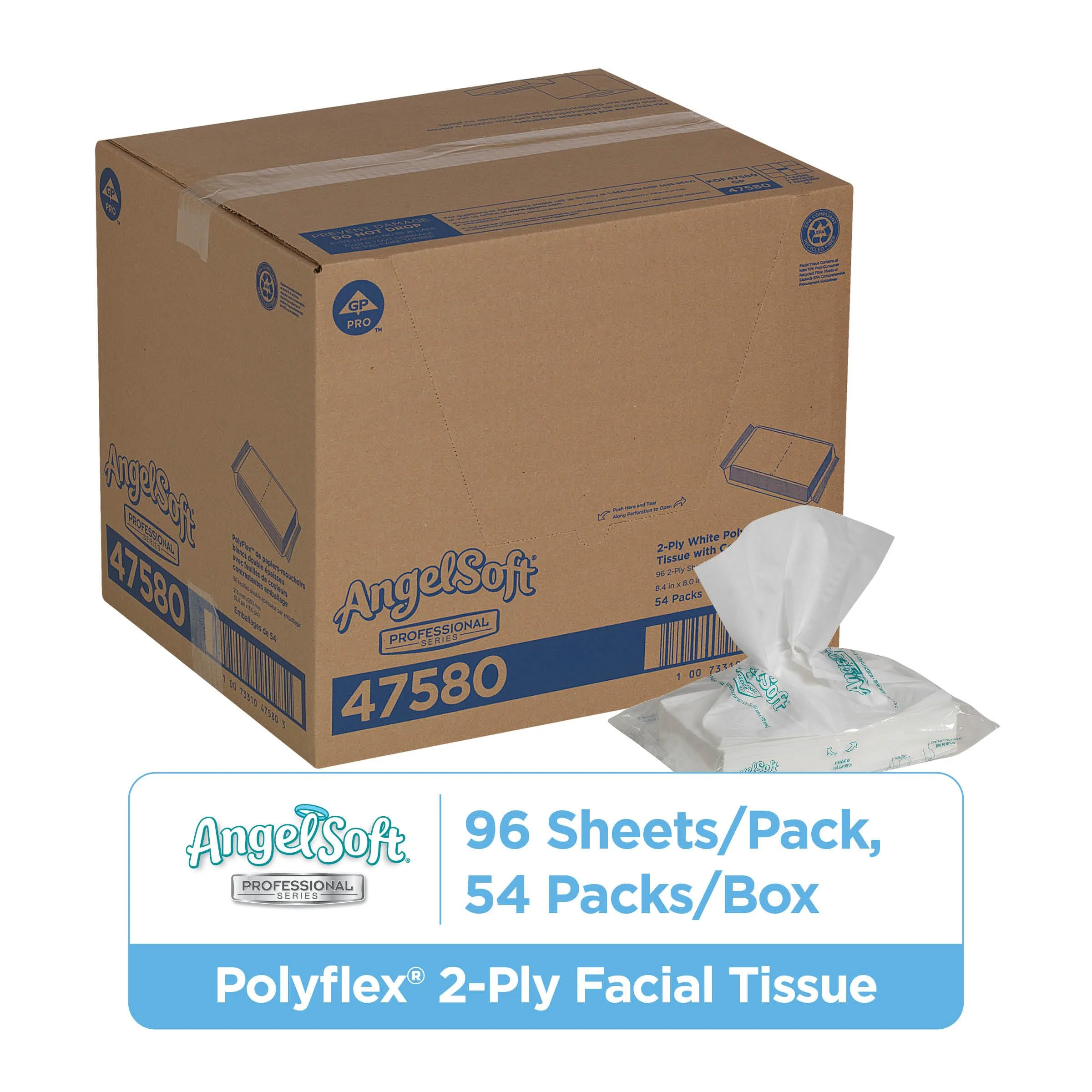 Georgia-Pacific Angel Soft Professional Series Polyflex 2-Ply Facial Tissue Paper (47580),96 Sheets Per Pack, 54 Bulk Tissue Packs Per Case, Fits Any Dispenser - Image 14