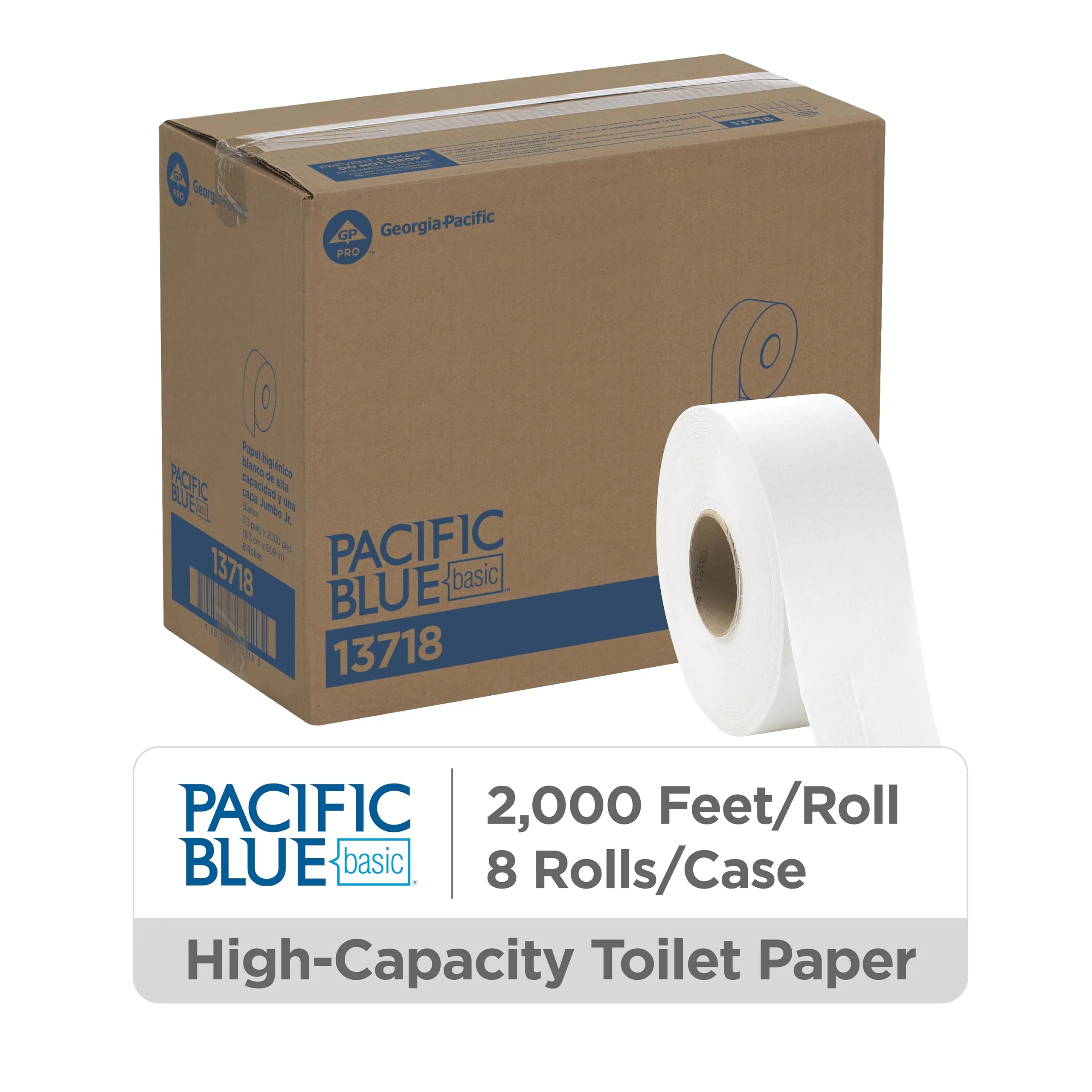 Georgia-Pacific Pacific Blue Basic 1-Ply Jumbo Jr. 9'' Toilet Paper by GP PRO (GEORGIA-PACIFIC), 13718, 2,000 Linear Feet Per Roll, 8 Rolls Per Case - Image 12