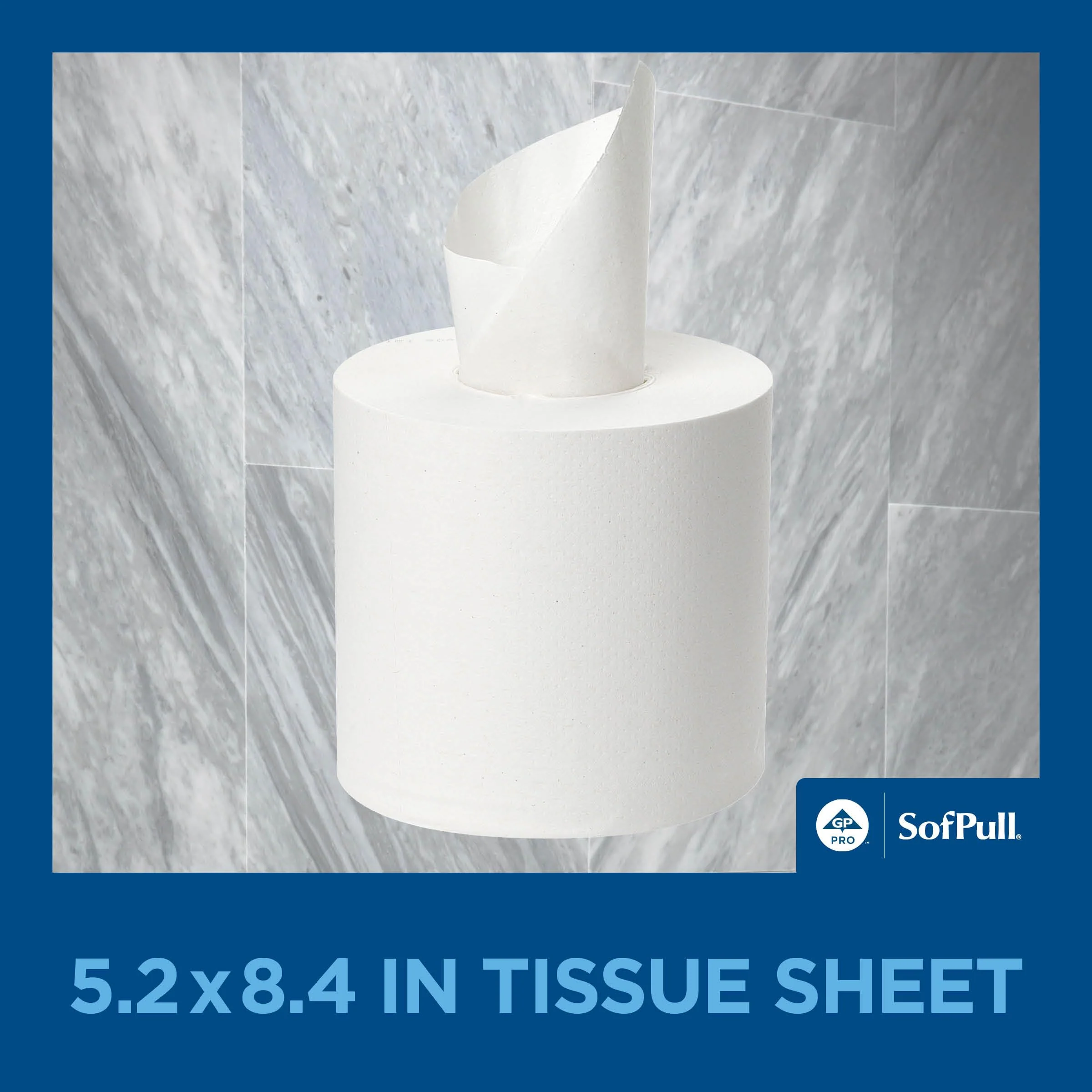 Georgia-Pacific SofPull Centerpull 2-Ply Mini Toilet Paper by GP PRO, 19516, 500 Sheets Per Roll, 16 Rolls Per Case, White - Image 9