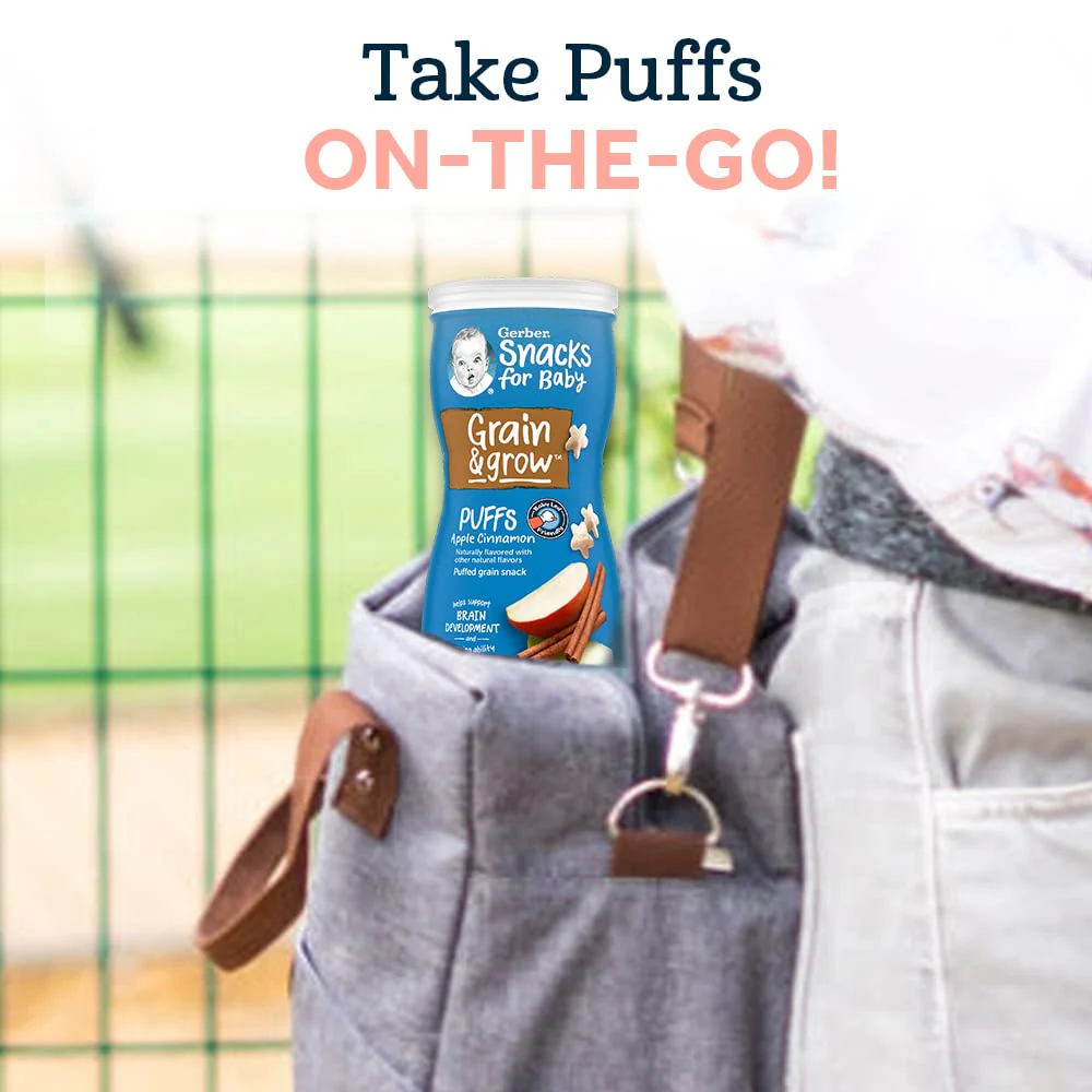 Gerber Baby Snacks Puffs Variety Pack, Banana & Strawberry Apple, 1.48 Ounce - 2 count of four packs, Package may vary, 1.48 Ounce (Pack of 8) - Image 5