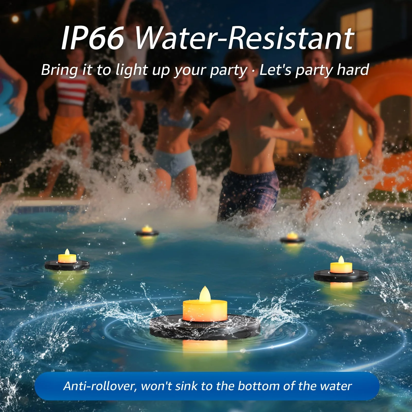 GGNOO Solar Floating Pool Lights, 3-Pack Solar-Powered Float Candles Lamps Tea Light for Pond Party Garden Backyard Outdoor Decor - Image 6