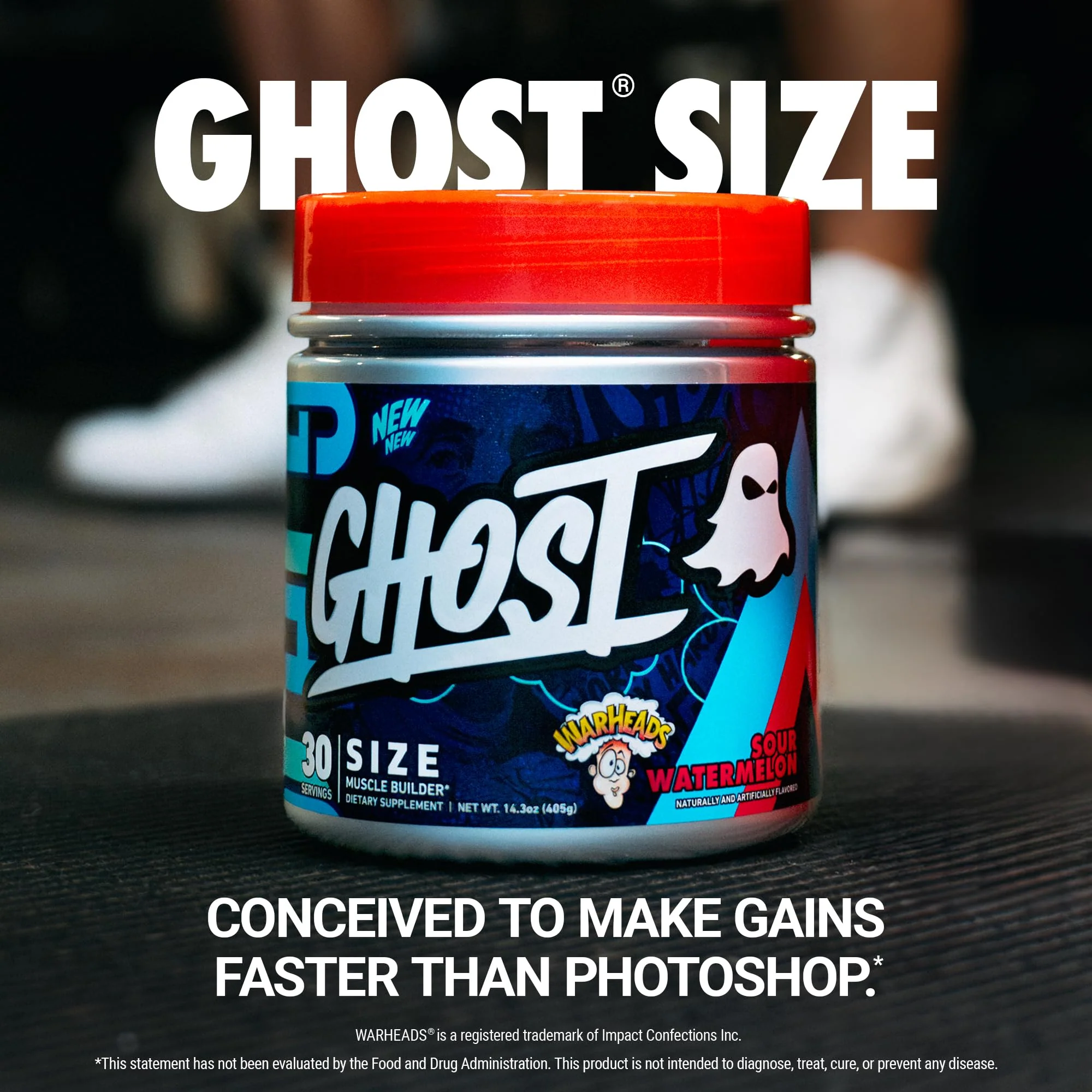 GHOST Size Muscle Builder Dietary Supplement - Warheads Sour Watermelon, 30 Servings – Support Muscle Growth & Strength Building for Men & Women - Creatine & Betaine - Free of Sugar & Gluten - Image 6