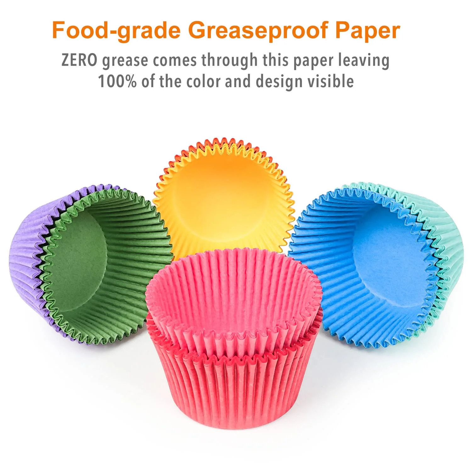 Gifbera Bright Rainbow Jumbo Cupcake Liners 400-Count, Large Solid Colorful Paper Baking Cups for Baking - Image 7