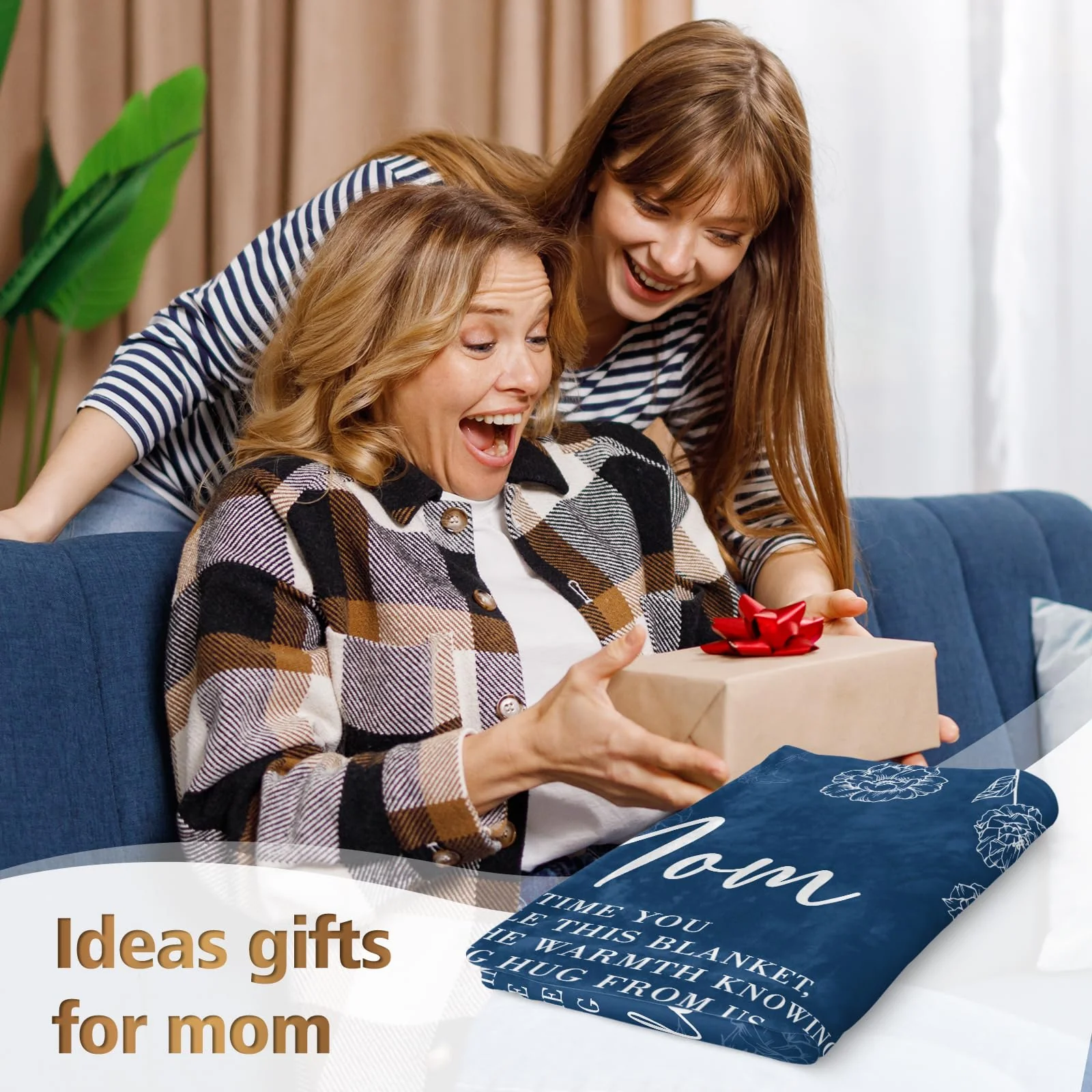 Gifts for Mom Christmas, Mom Birthday Gifts Blanket, Moms Gift for Women from Daughter Son, We Love You Present for Mother Mommy Mothers Day 60" x 50", Blue - Image 7