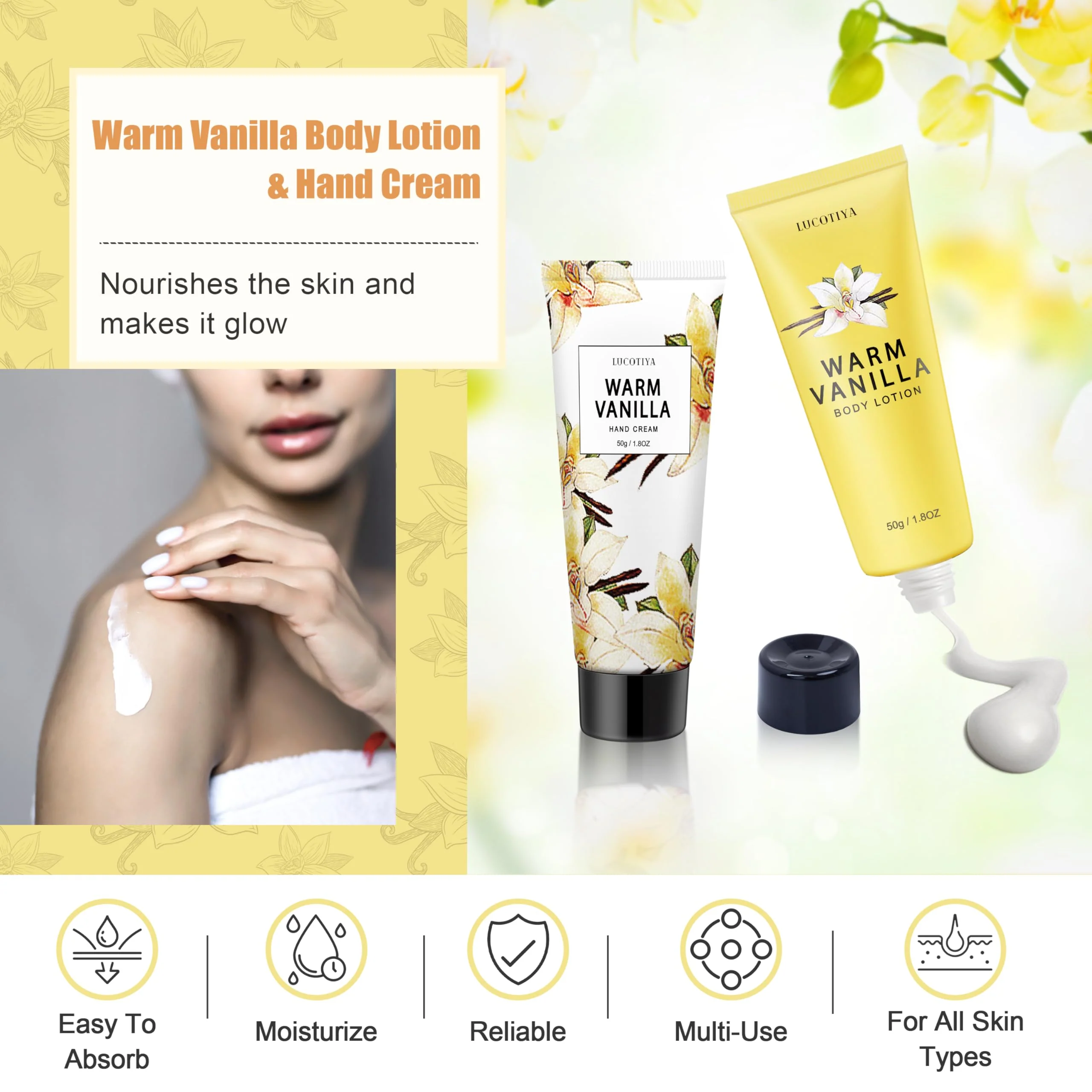 Gifts for Women,Bath and Body Gift 10 pcs Warm Vanilla Self Care Set for Friends,Her,Bestie,Mom,Wife Christmas Birthday Gifts - Image 5