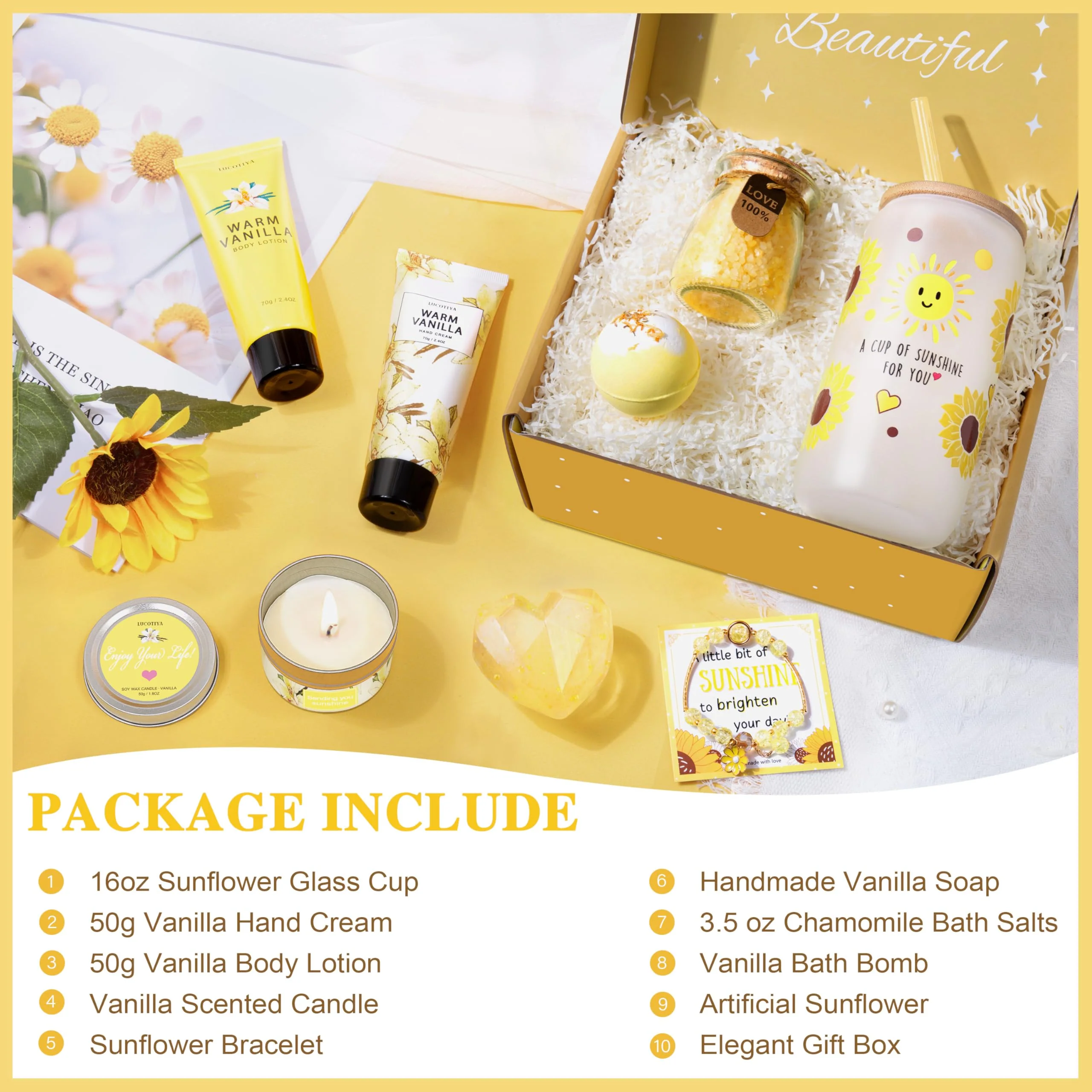 Gifts for Women,Bath and Body Gift 10 pcs Warm Vanilla Self Care Set for Friends,Her,Bestie,Mom,Wife Christmas Birthday Gifts - Image 7