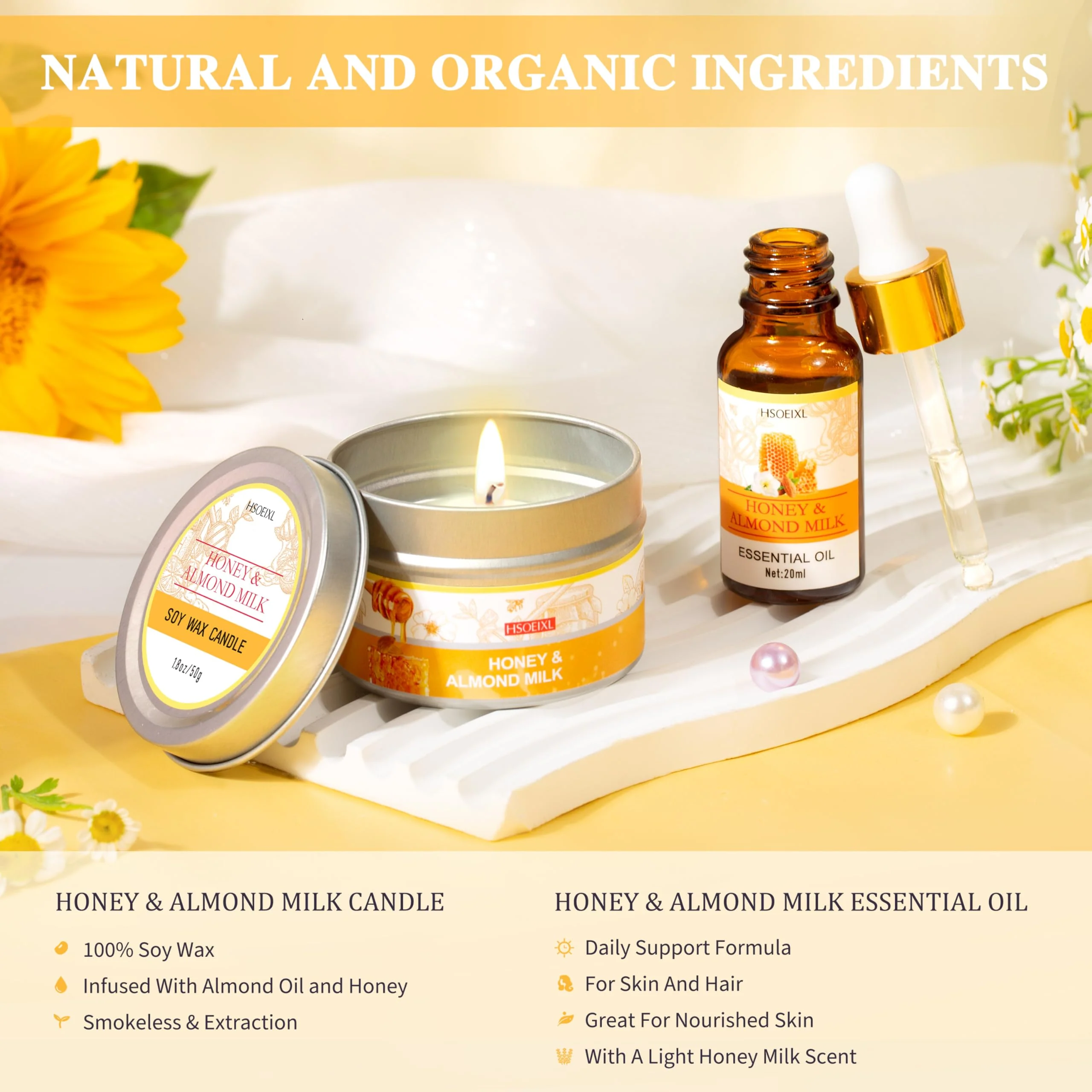Gifts for Women, Birthday Gifts for Women, 9 Pc Almond Milk & Honey Bath and Body Gifts Set, Self Care Gifts Spa Gifts Basket, Relaxing Bath Sets for Mom, Girlfriend, Sister, Female Friends, Coworker - Image 6