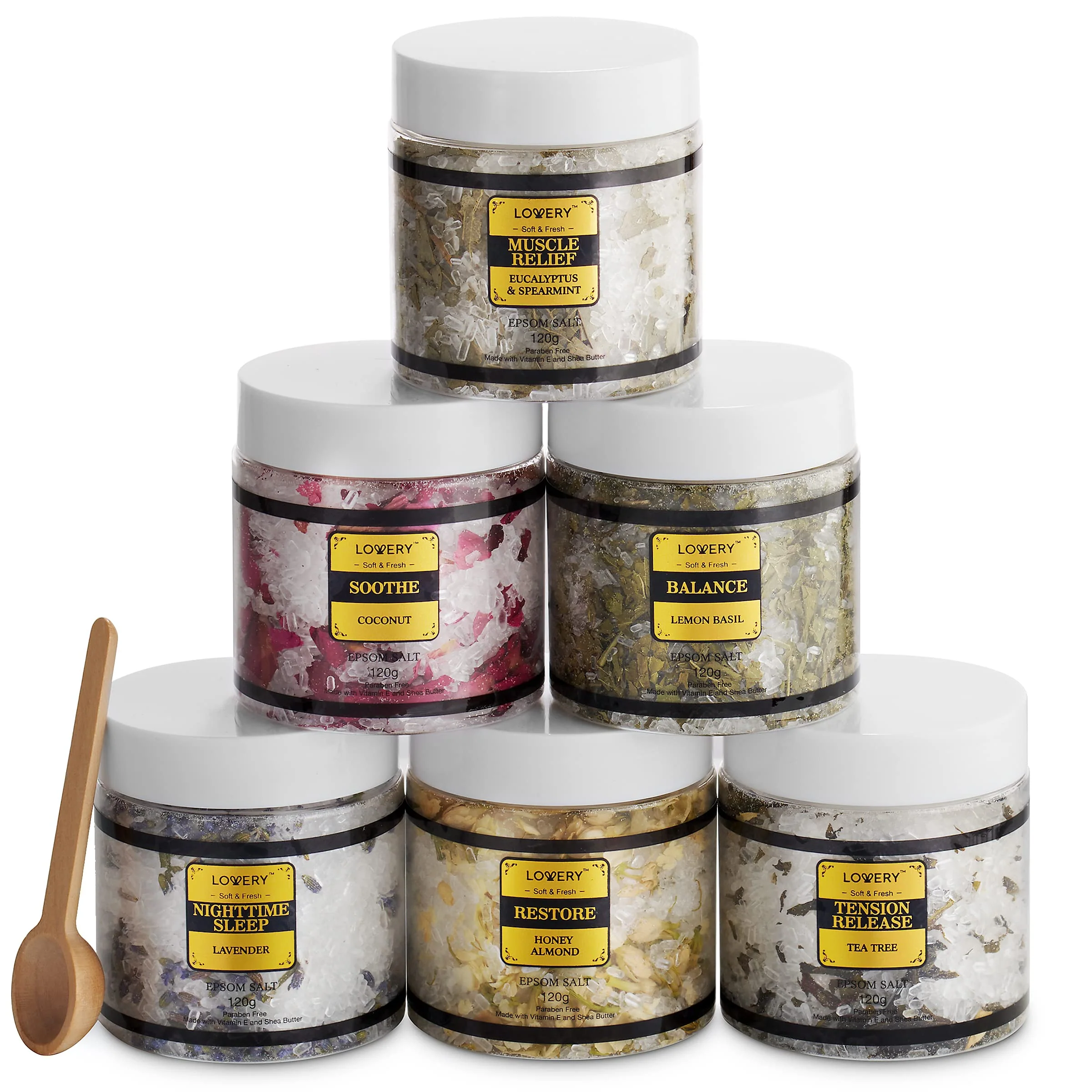 Gifts for Women Who Have Everything, Epsom Bath Salts Gift Basket Set, Relaxing Self Care Salt W/Essential Oil, Christmas Gifts for Mom, Lavender, Eucalyptus, Lemon, Coconut, Tea Tree, Honey Almond - Image 2