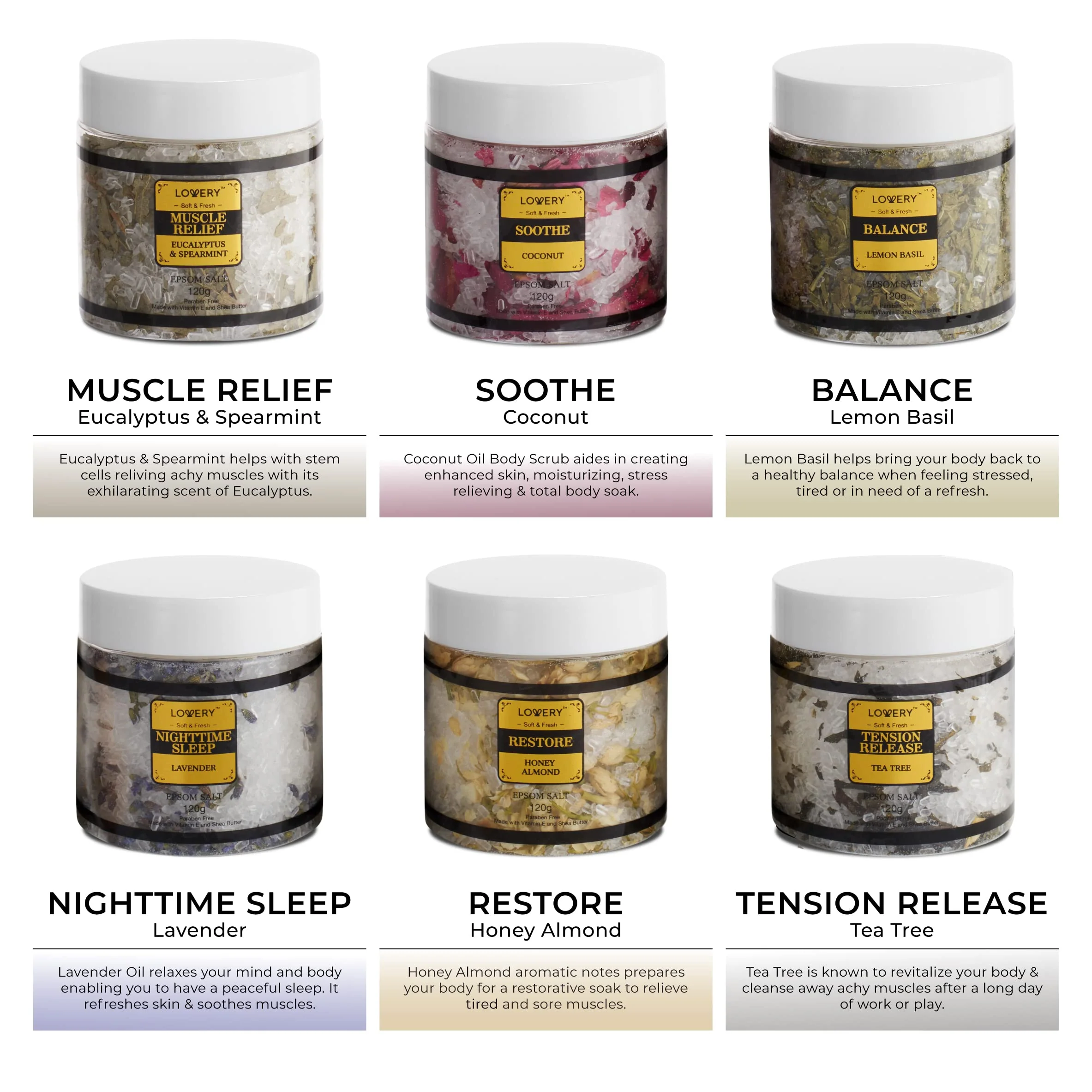 Gifts for Women Who Have Everything, Epsom Bath Salts Gift Basket Set, Relaxing Self Care Salt W/Essential Oil, Christmas Gifts for Mom, Lavender, Eucalyptus, Lemon, Coconut, Tea Tree, Honey Almond - Image 3