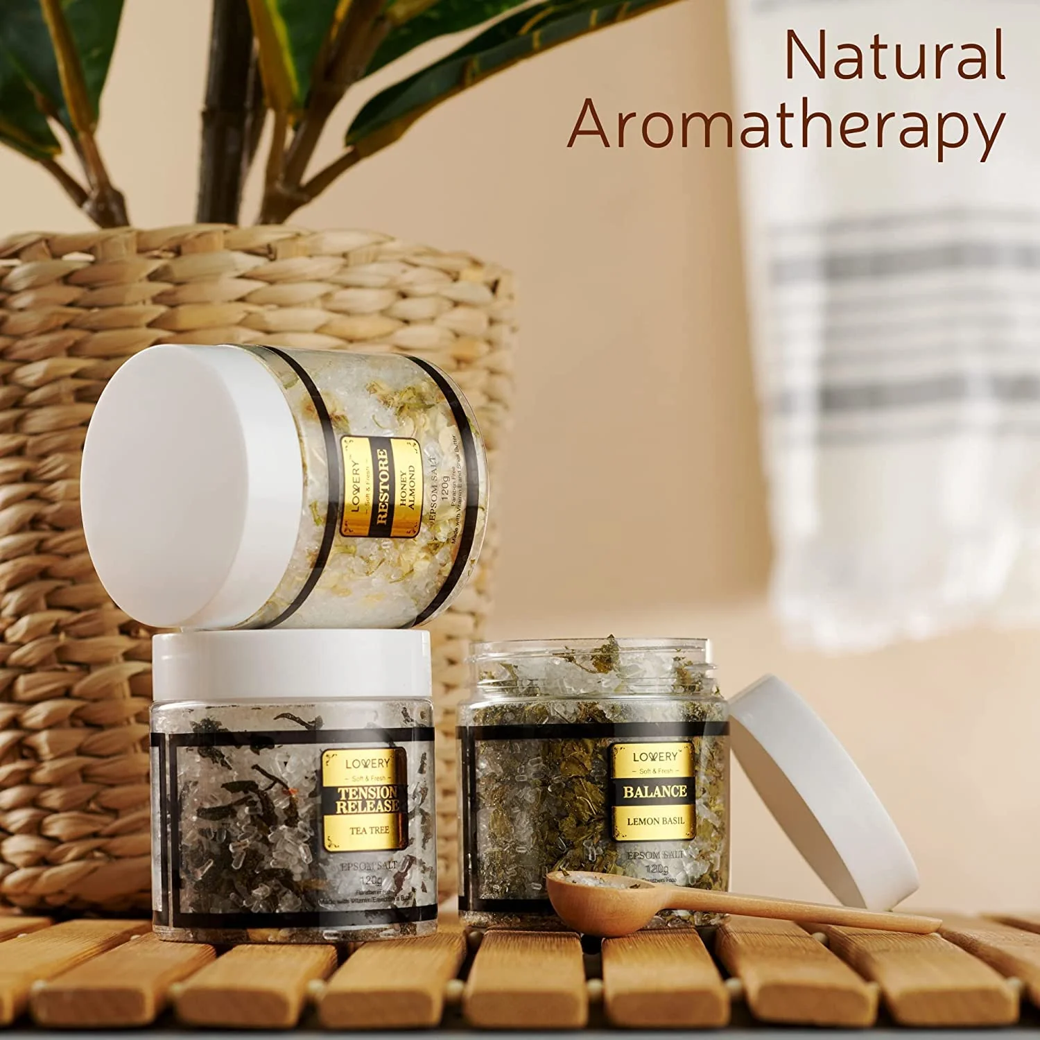 Gifts for Women Who Have Everything, Epsom Bath Salts Gift Basket Set, Relaxing Self Care Salt W/Essential Oil, Christmas Gifts for Mom, Lavender, Eucalyptus, Lemon, Coconut, Tea Tree, Honey Almond - Image 7