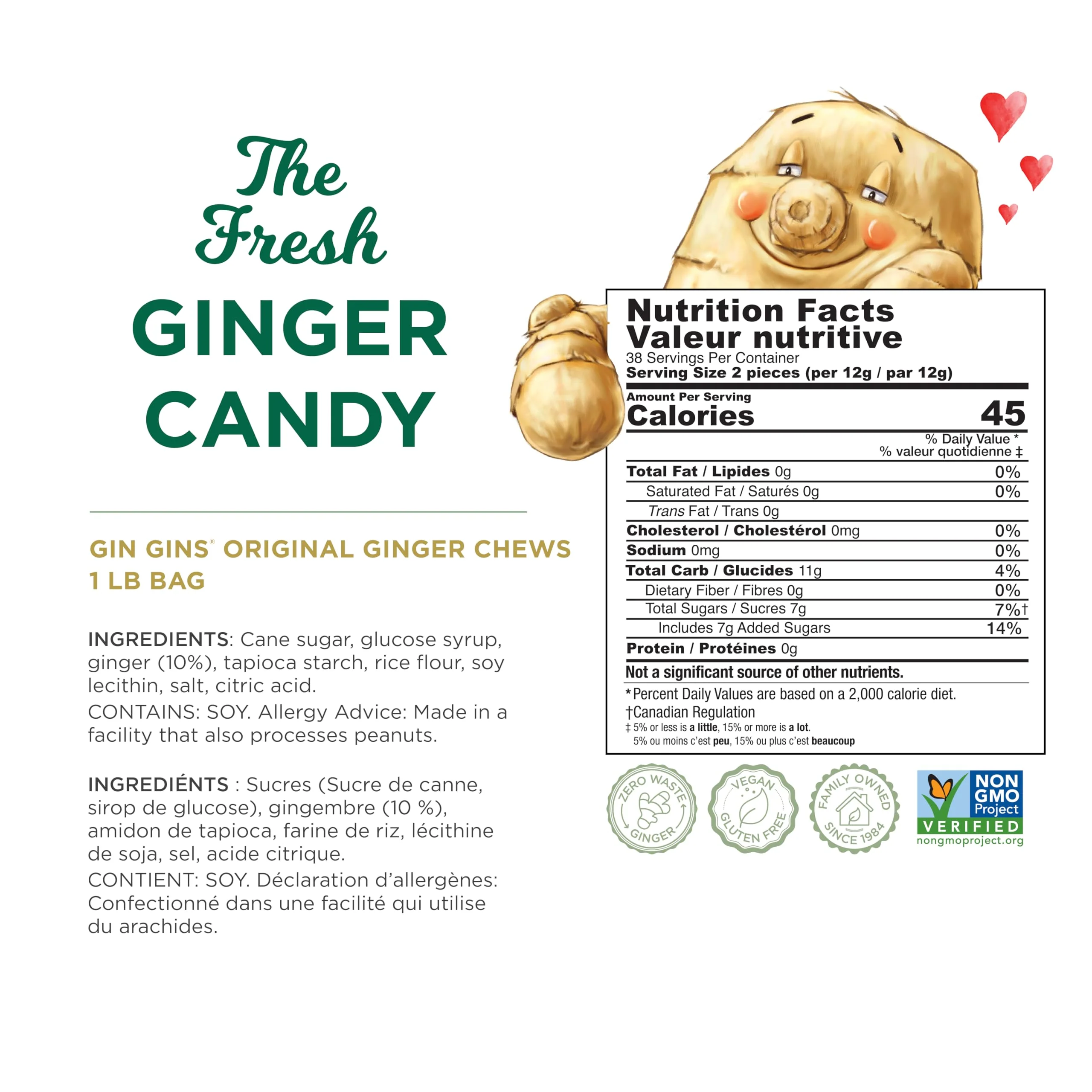 GIN GINS Original Ginger Chews – Natural Fresh Ginger Candy by The Ginger People – Individually Wrapped Healthy Candy – Original Flavor – Large 1 lb Bag (16oz) – Pack of 1 - Image 5